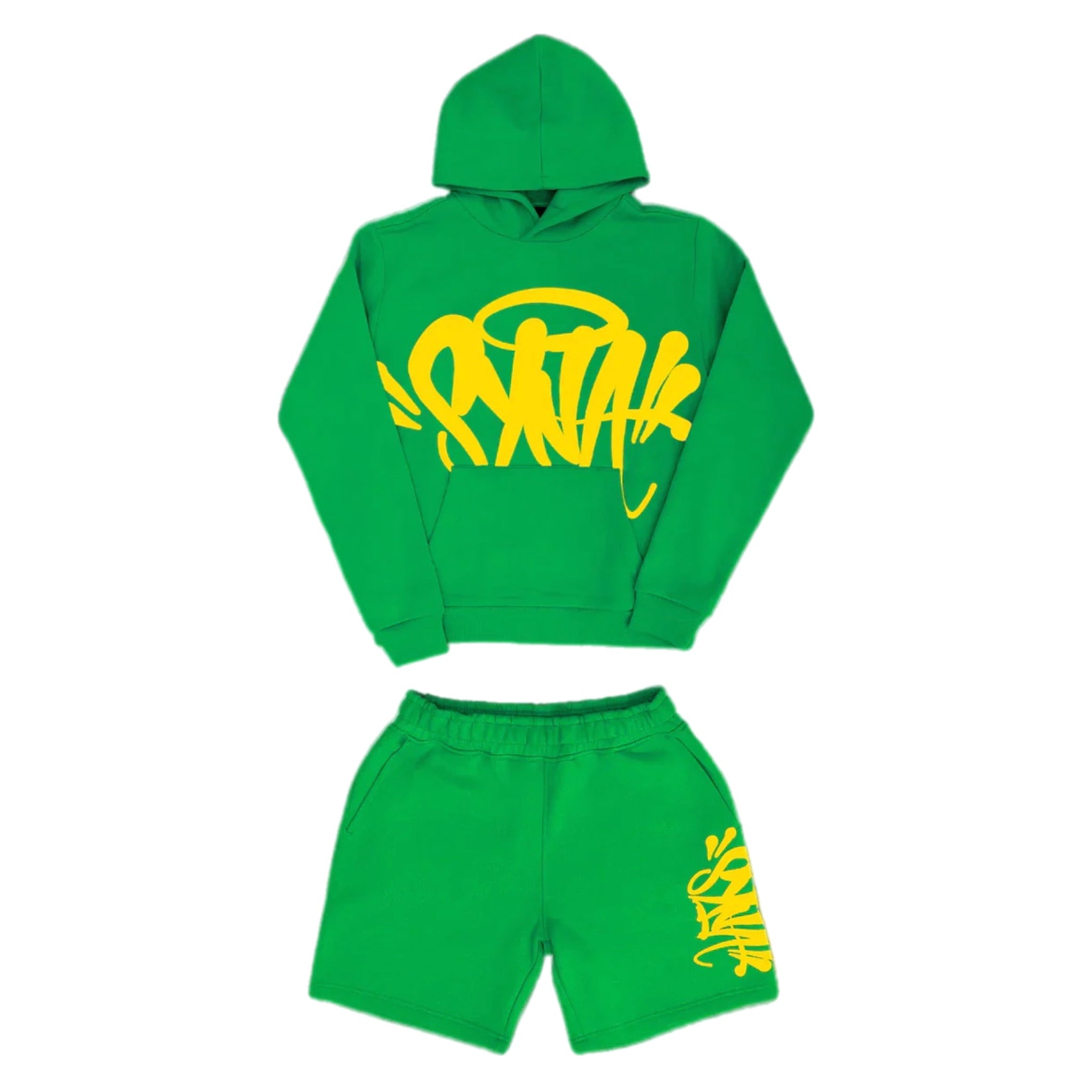 Syna World Logo Hoodie/Short Set - Green / Yellow