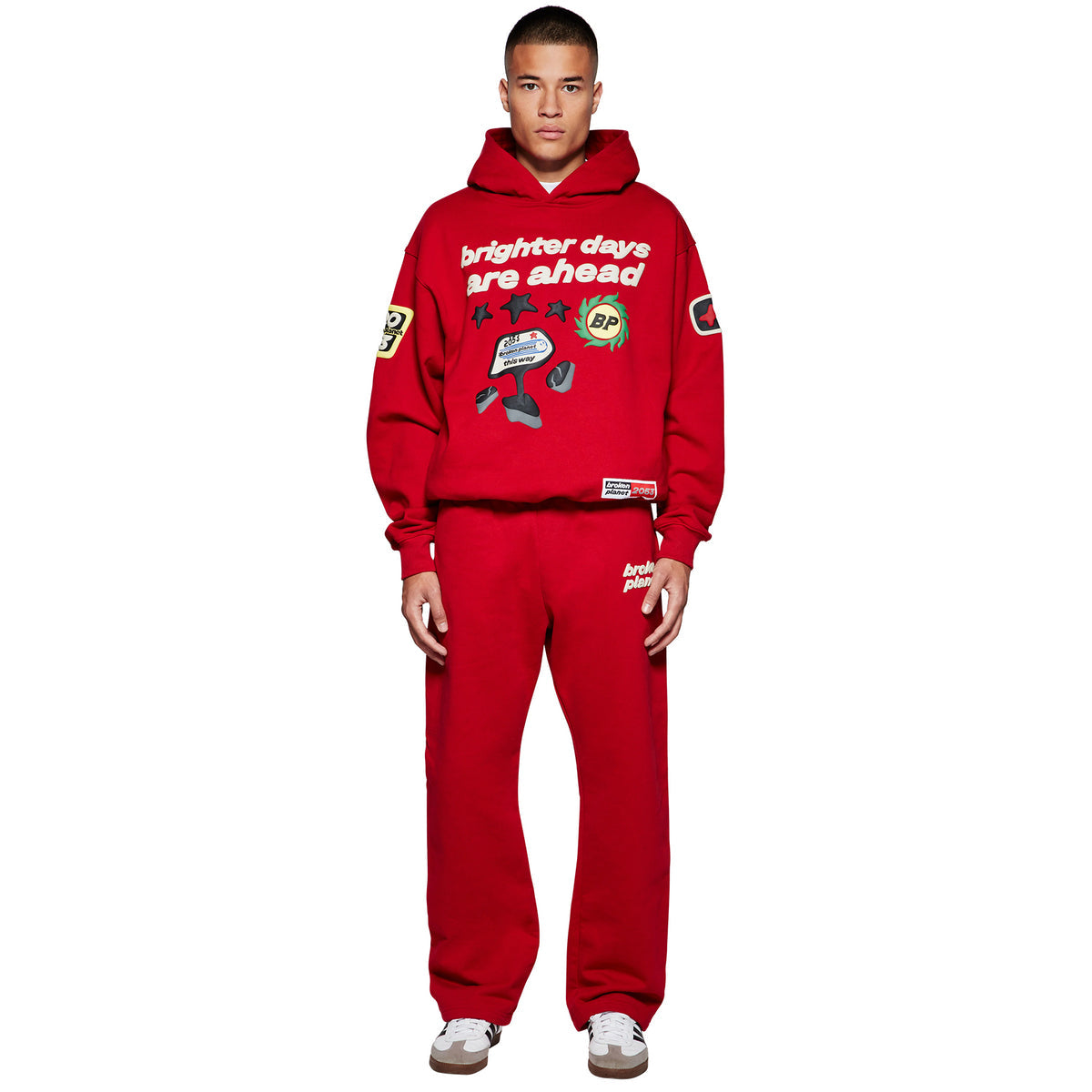 Broken Planet Brighter Days Are Ahead Hoodie - Ruby Red