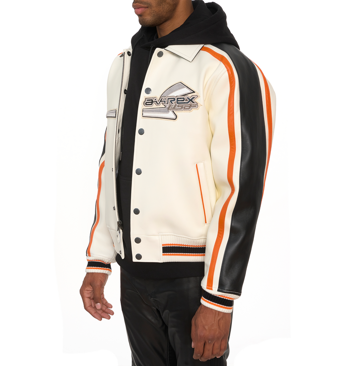 Avirex Ghost Rider City Racer Jacket - White/Orange/Black