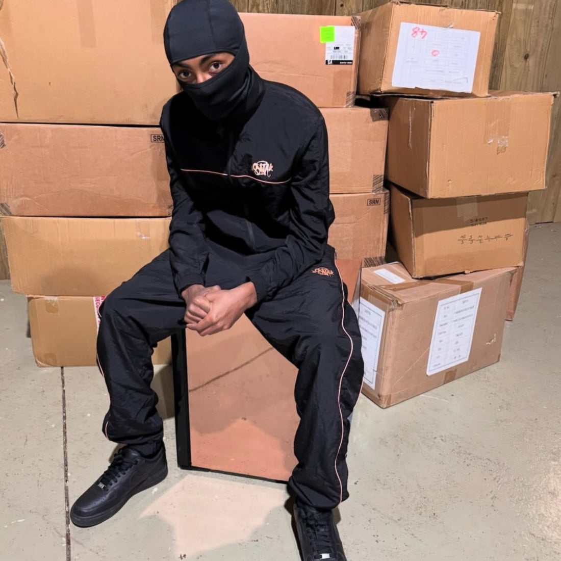 Syna Shell Tracksuit - Black/Rose Gold