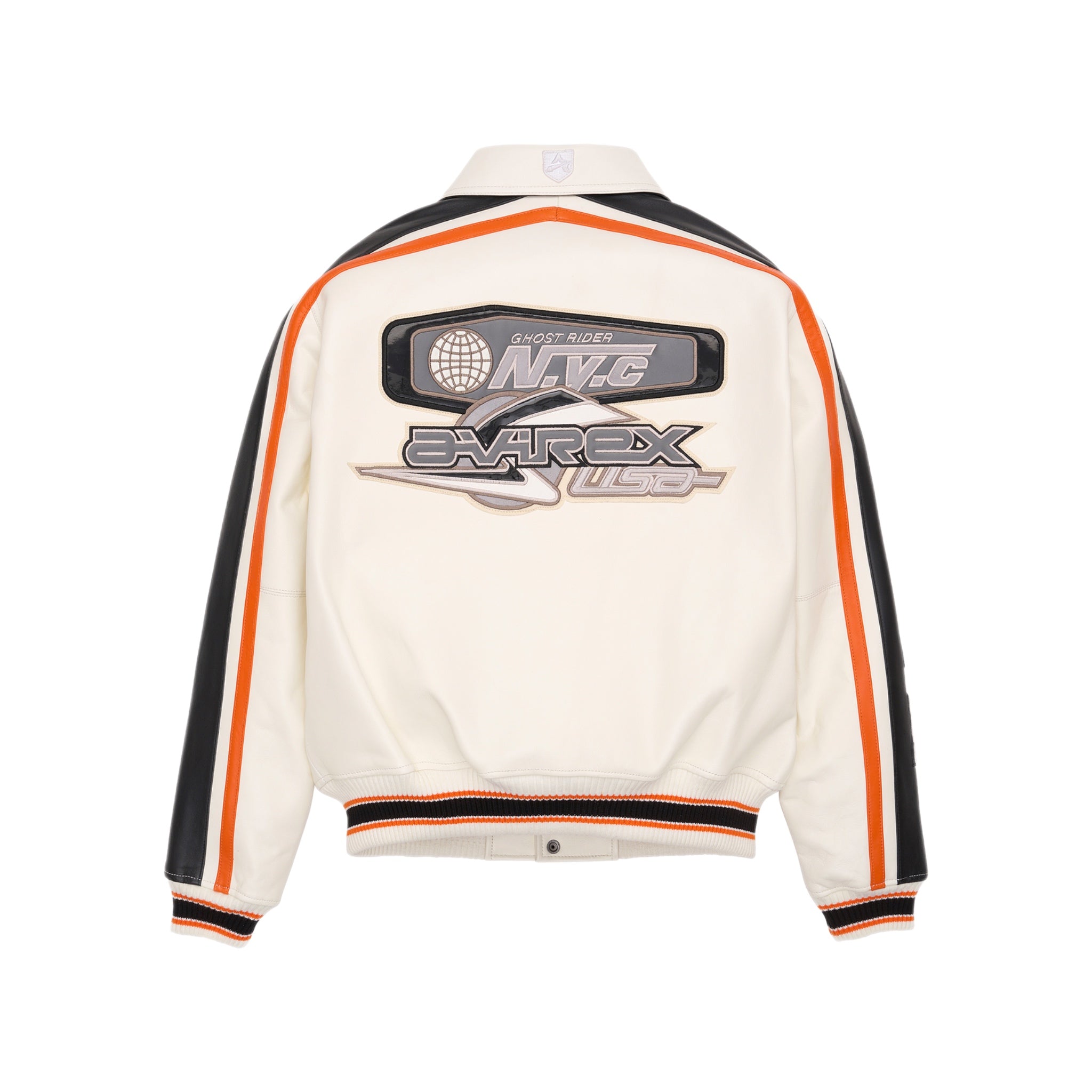 Avirex Ghost Rider City Racer Jacket - White/Orange/Black