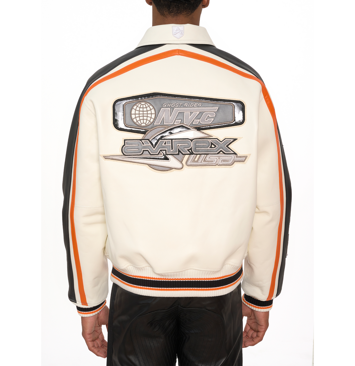 Avirex Ghost Rider City Racer Jacket - White/Orange/Black
