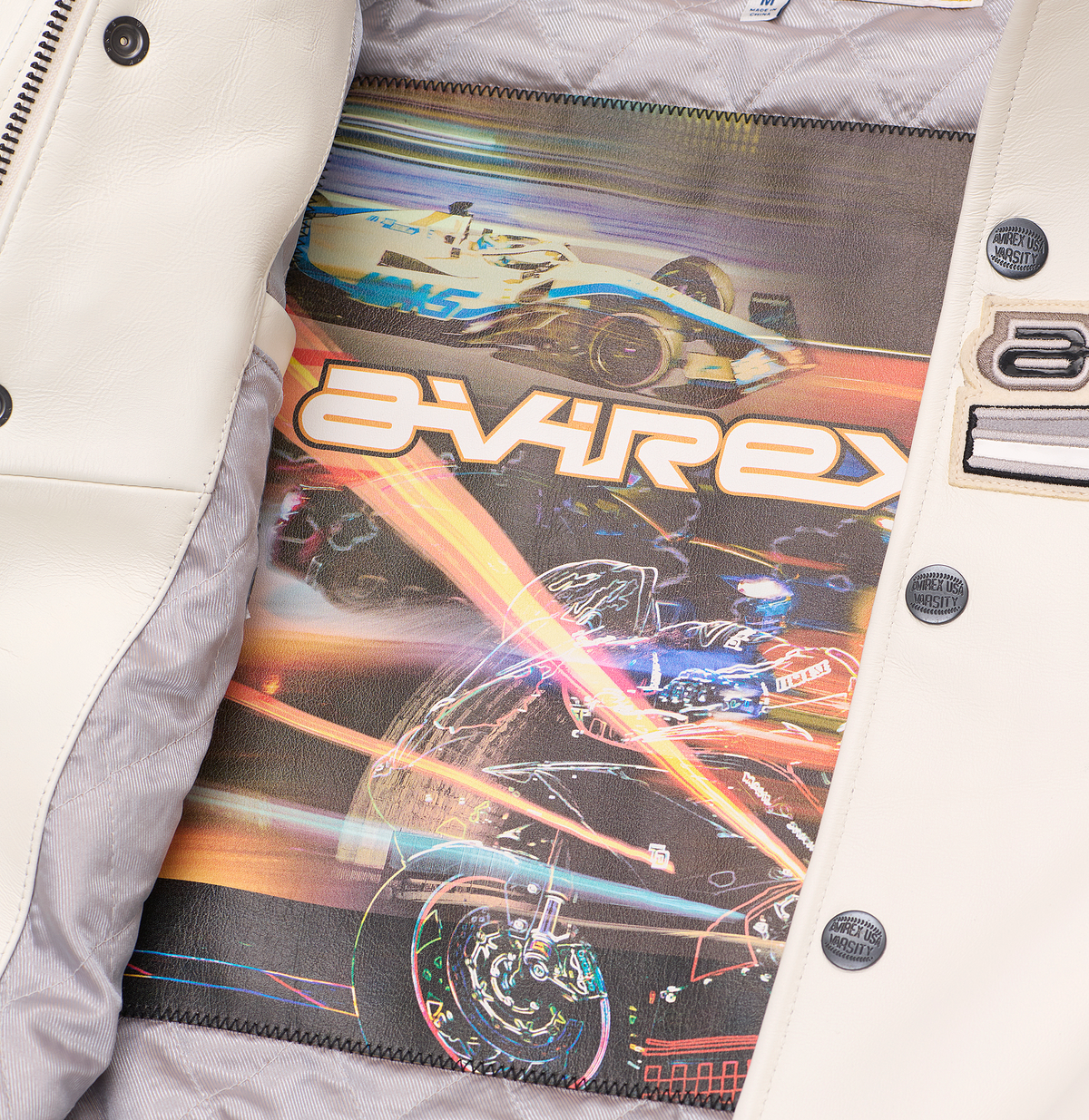 Avirex Ghost Rider City Racer Jacket - White/Orange/Black