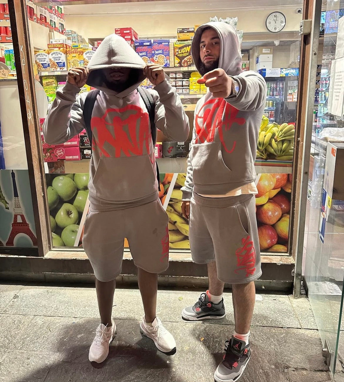 Syna World Team Syna Twinset Hoodie Shorts Set - Grey/Red