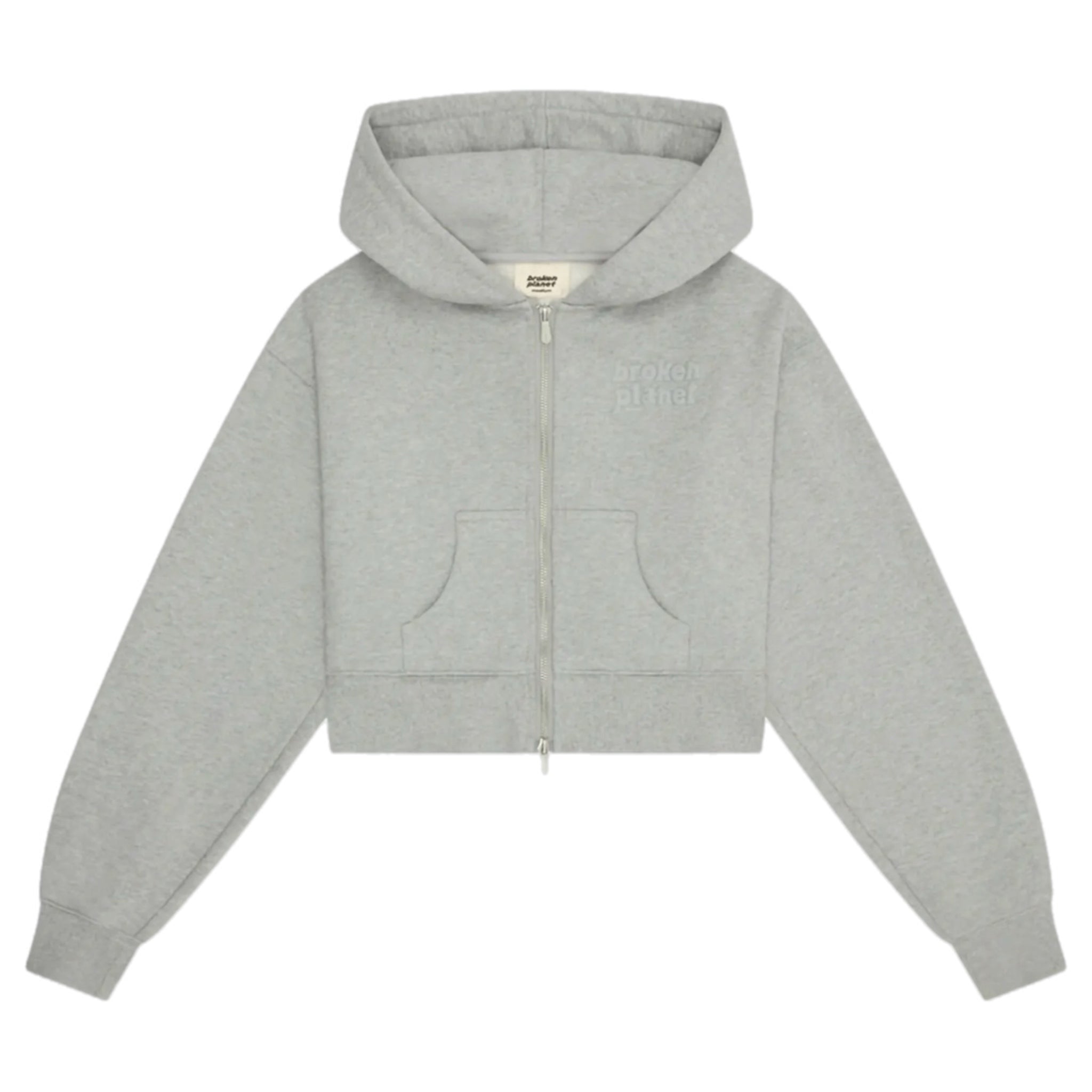 Broken Planet Women’s Basics Cropped Zip-Up Hoodie - Heather Grey