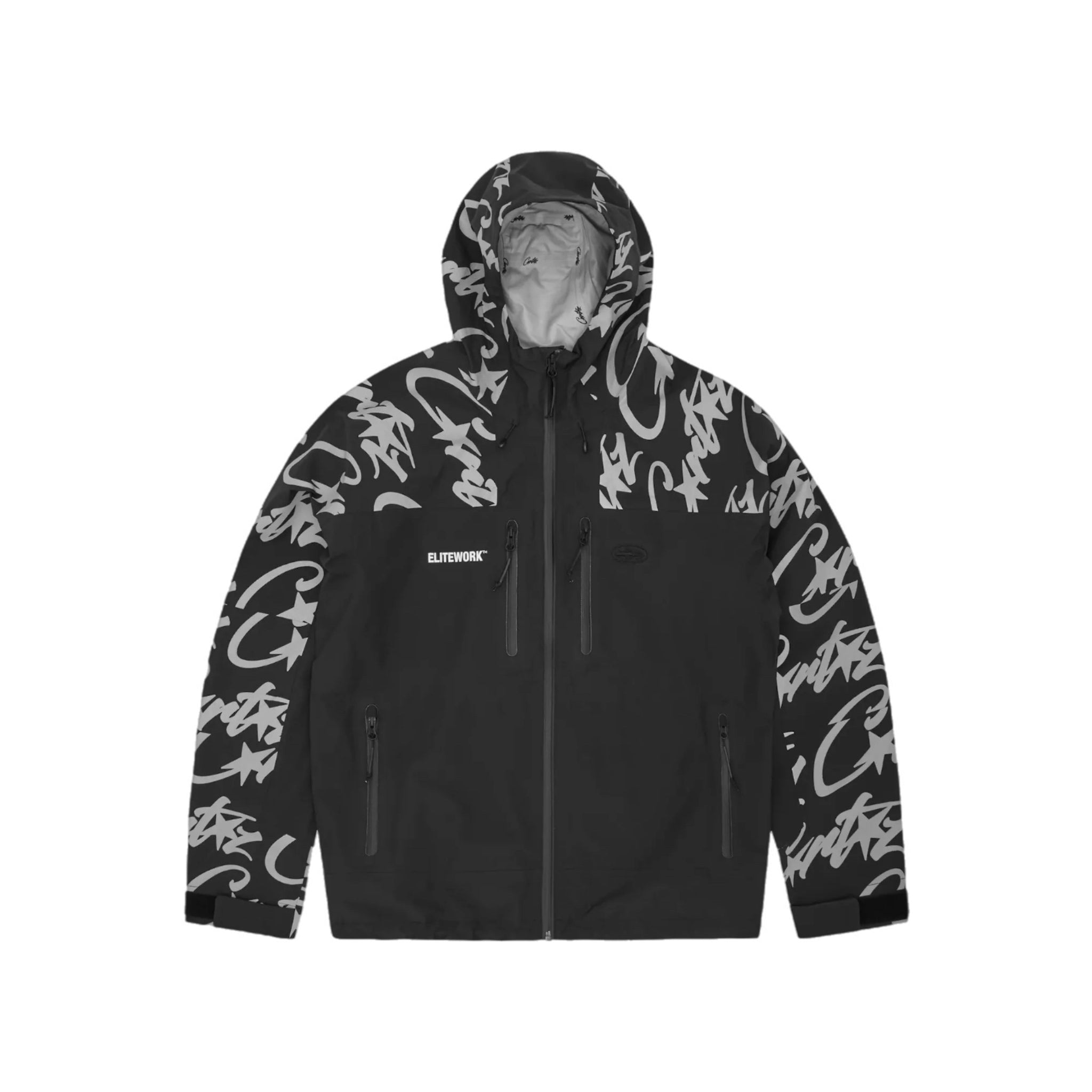 Corteiz Elitework Waterproof Shell Jacket - Black