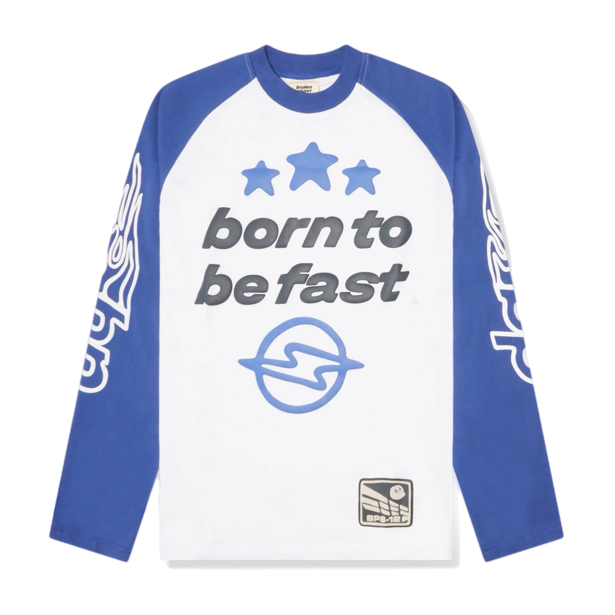 Broken Planet Born To Be Fast Long Sleeve T-shirt - White/Blue