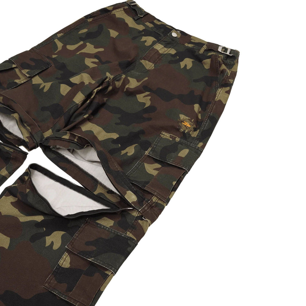 Broken Planet 2-In-1 Camo Cargo Pants/Shorts - Camo Green
