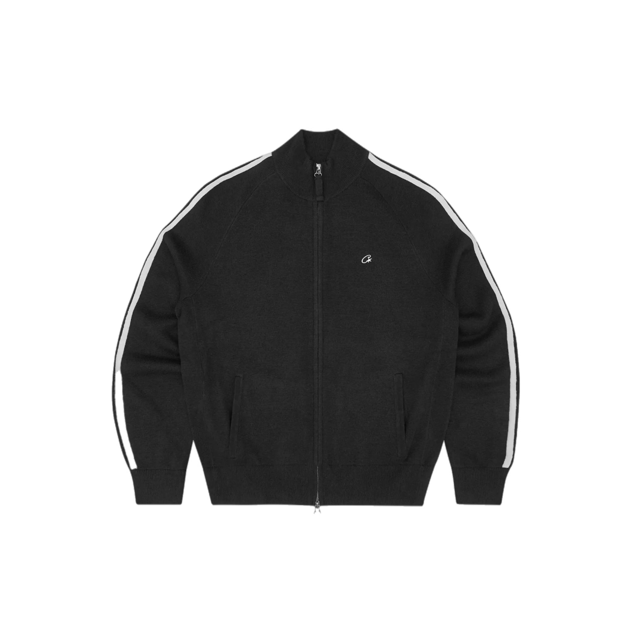 Corteiz Knit Zip Up Fleece - Black
