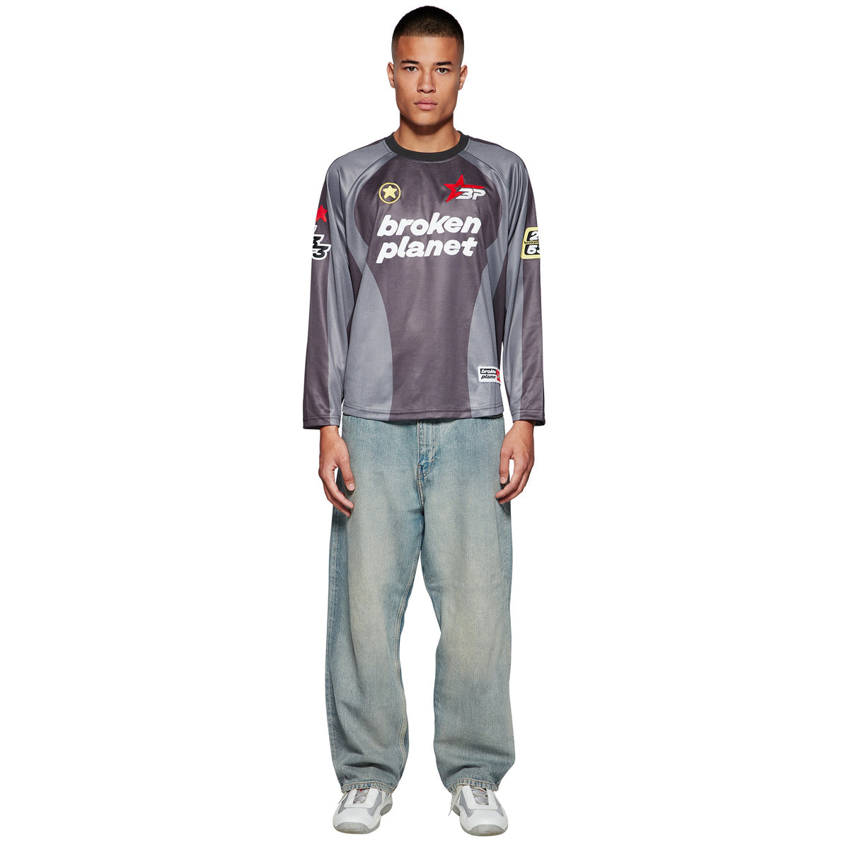 Broken Planet Football Long Sleeve Jersey - Black/Grey