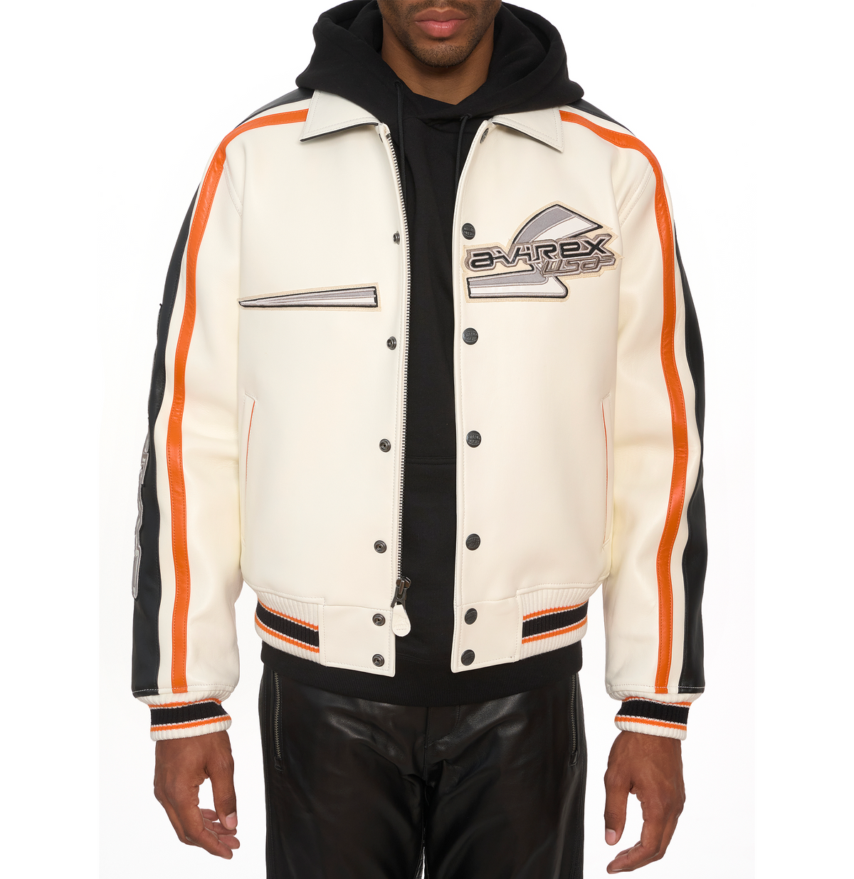 Avirex Ghost Rider City Racer Jacket - White/Orange/Black