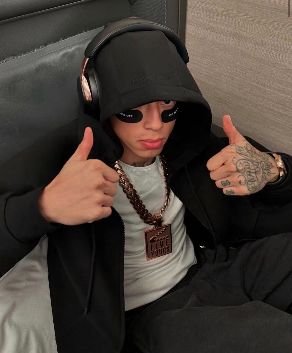 Syna World Neoprene Embossed Hoodie - Black