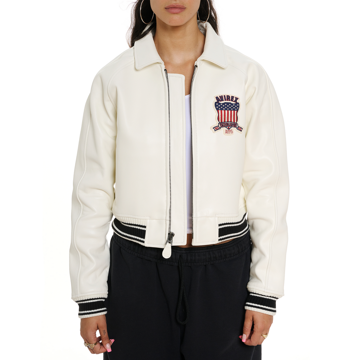 Avirex Cropped Icon Jacket - White