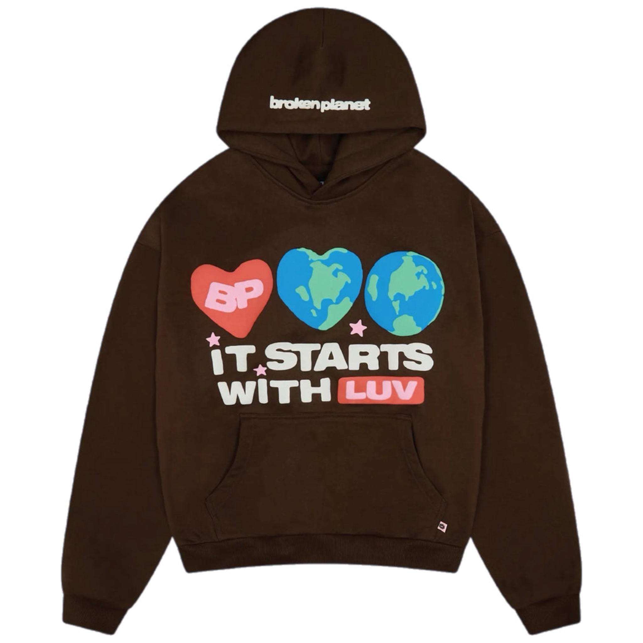 Broken Planet It Starts With Luv Hoodie - Mocha Brown