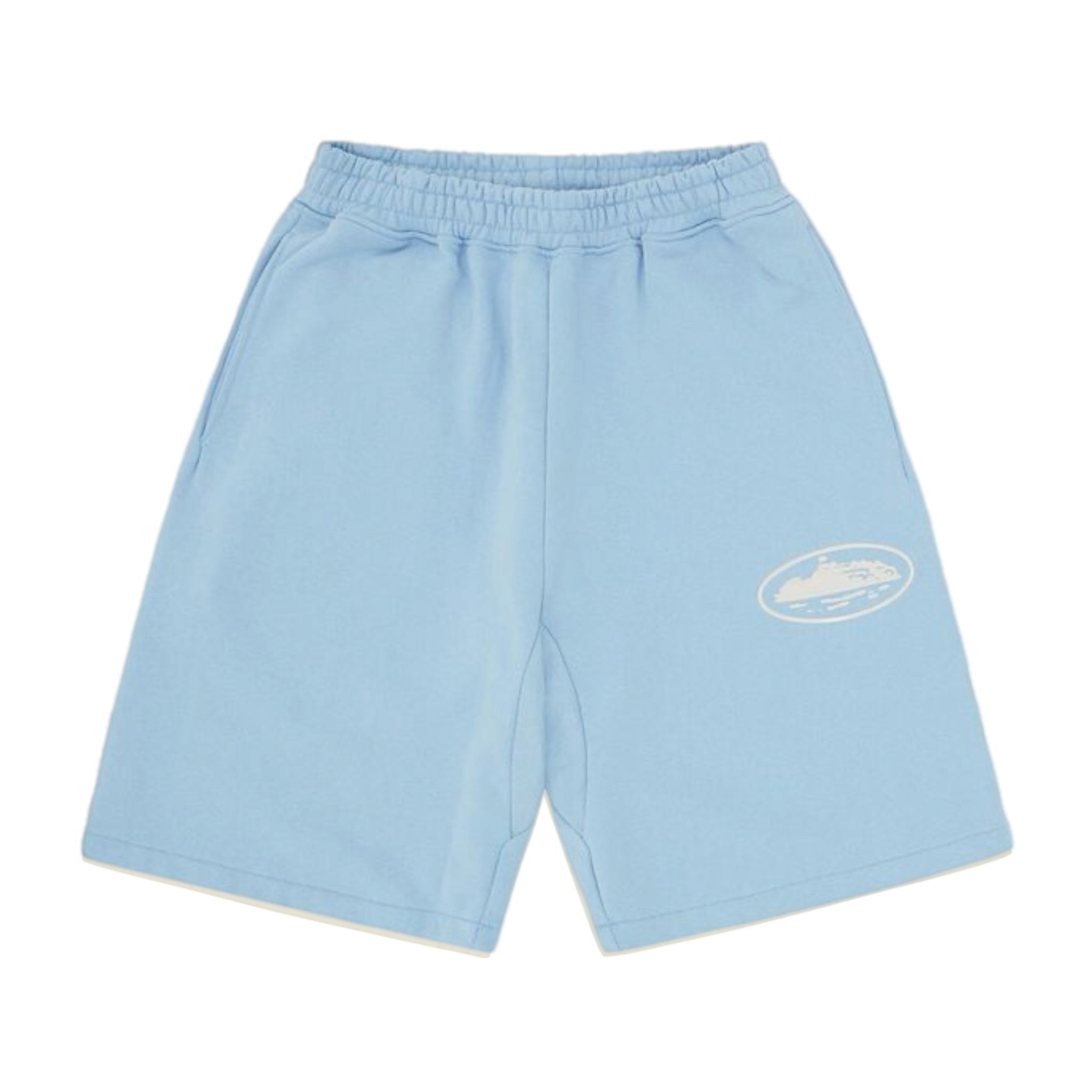 Corteiz Island Puff Print Shorts - Baby Blue