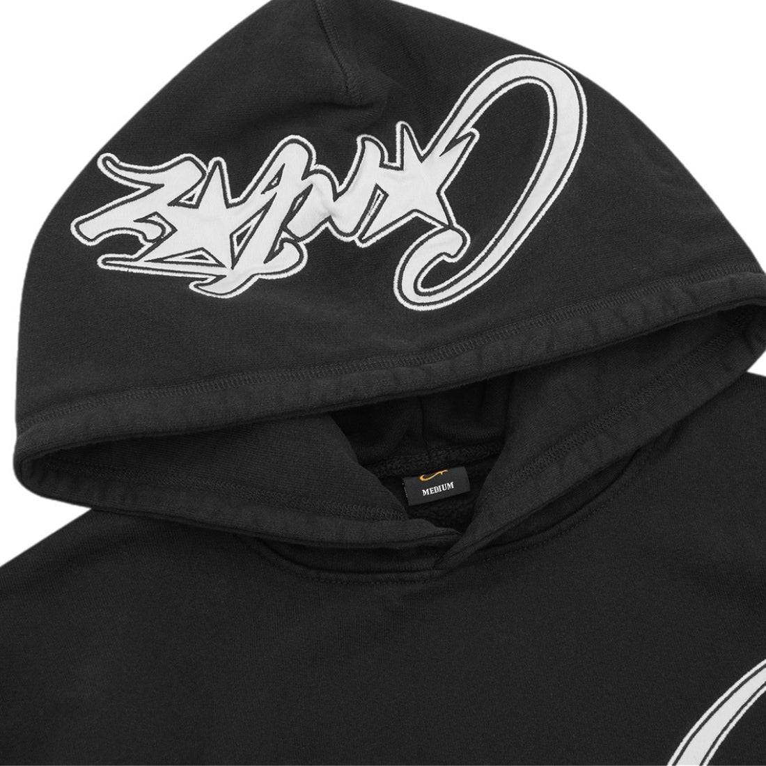 Corteiz Satin C Star Appliqué Hoodie - Black