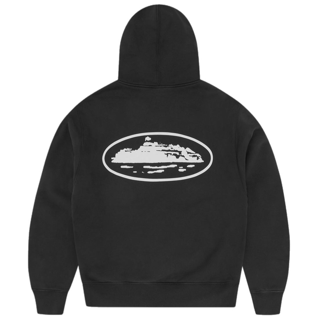 Cortiez Island Puff Print Zip Up Hoodie - Black