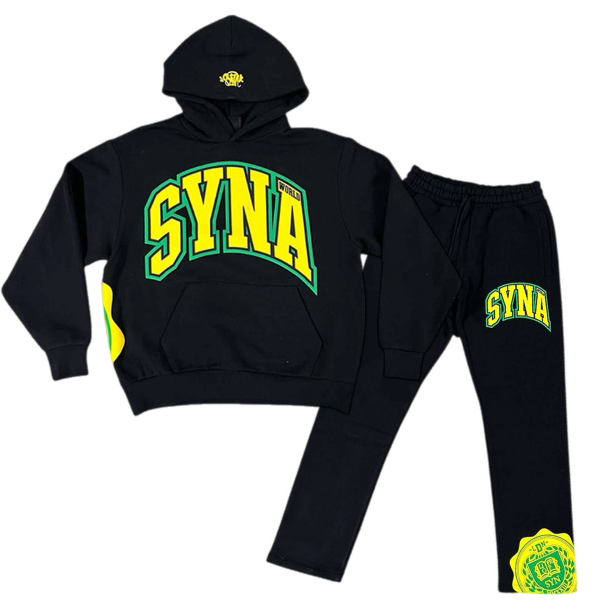 Syna World College Logo Tracksuit - Black/Yellow/Green