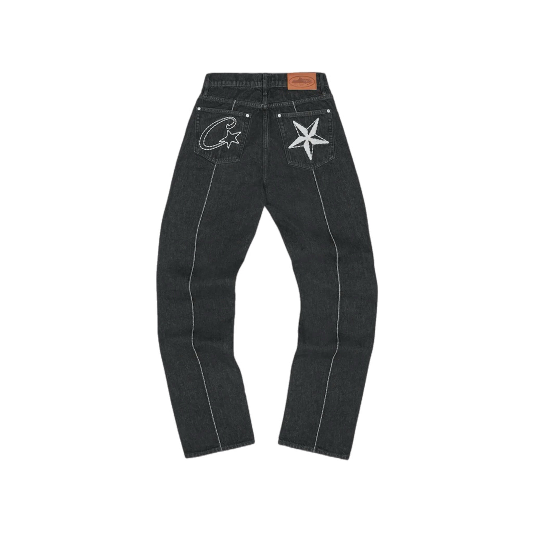 Corteiz C-Star Stitch-Down Denim Jeans - Black