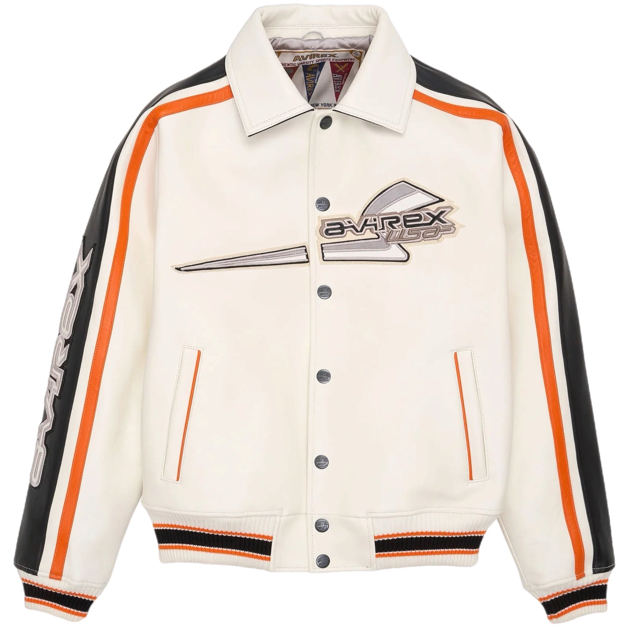 Avirex Ghost Rider City Racer Jacket - White/Orange/Black