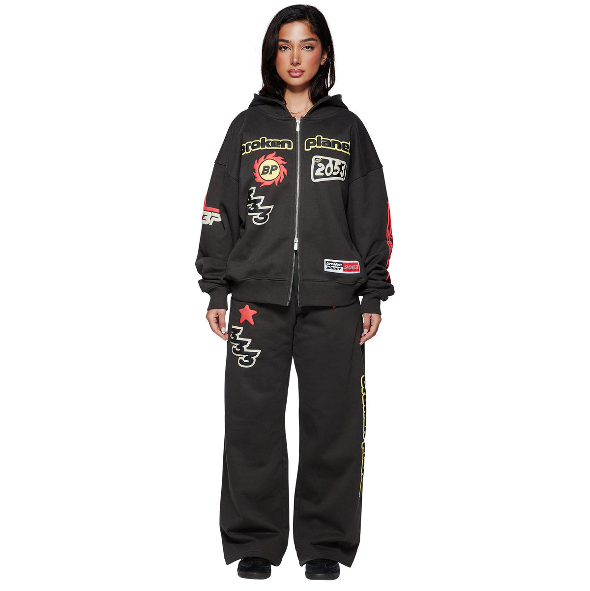Broken Planet Performance Zip-Up Hoodie - Soot Black