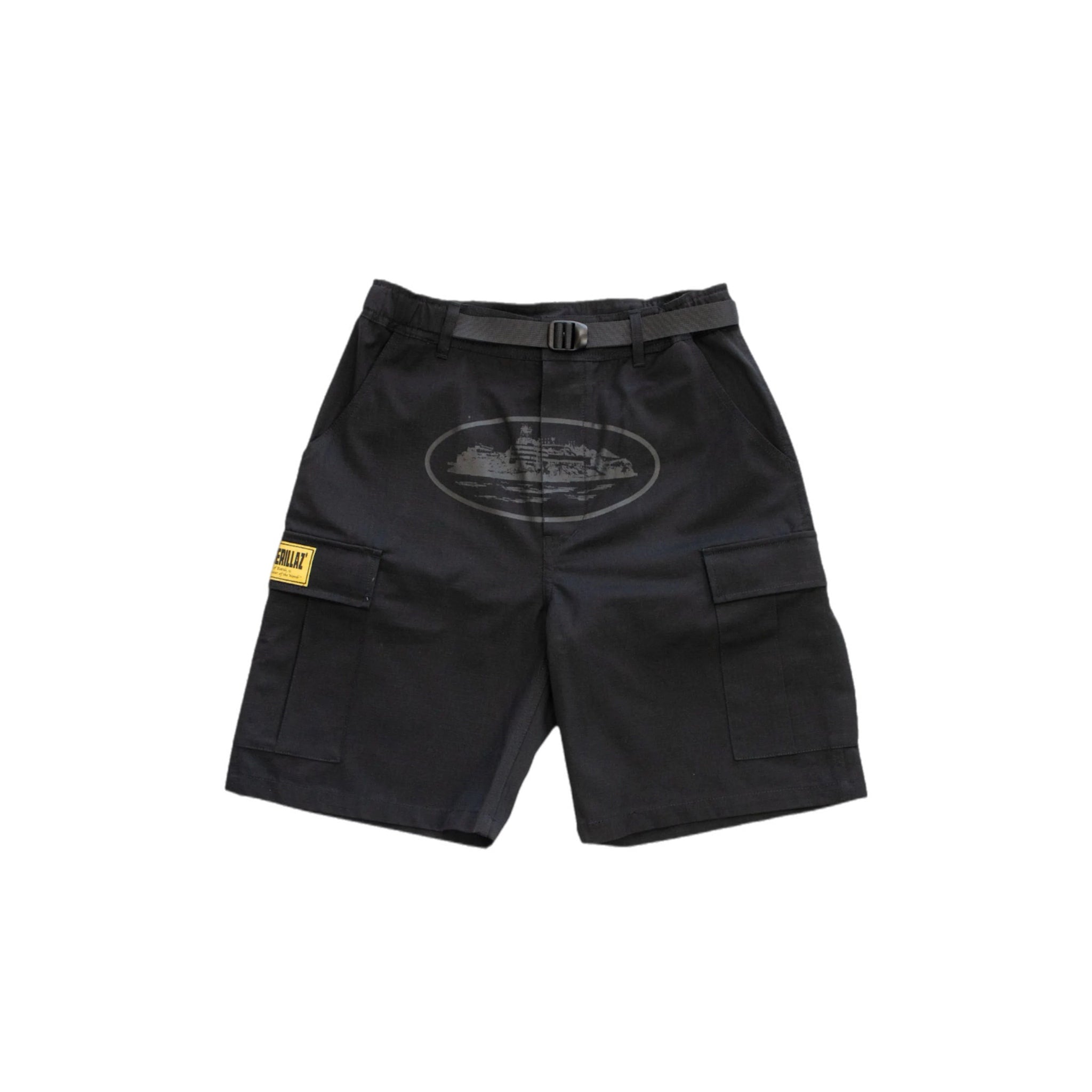 Corteiz OG Alcatraz Cargo Shorts - Black