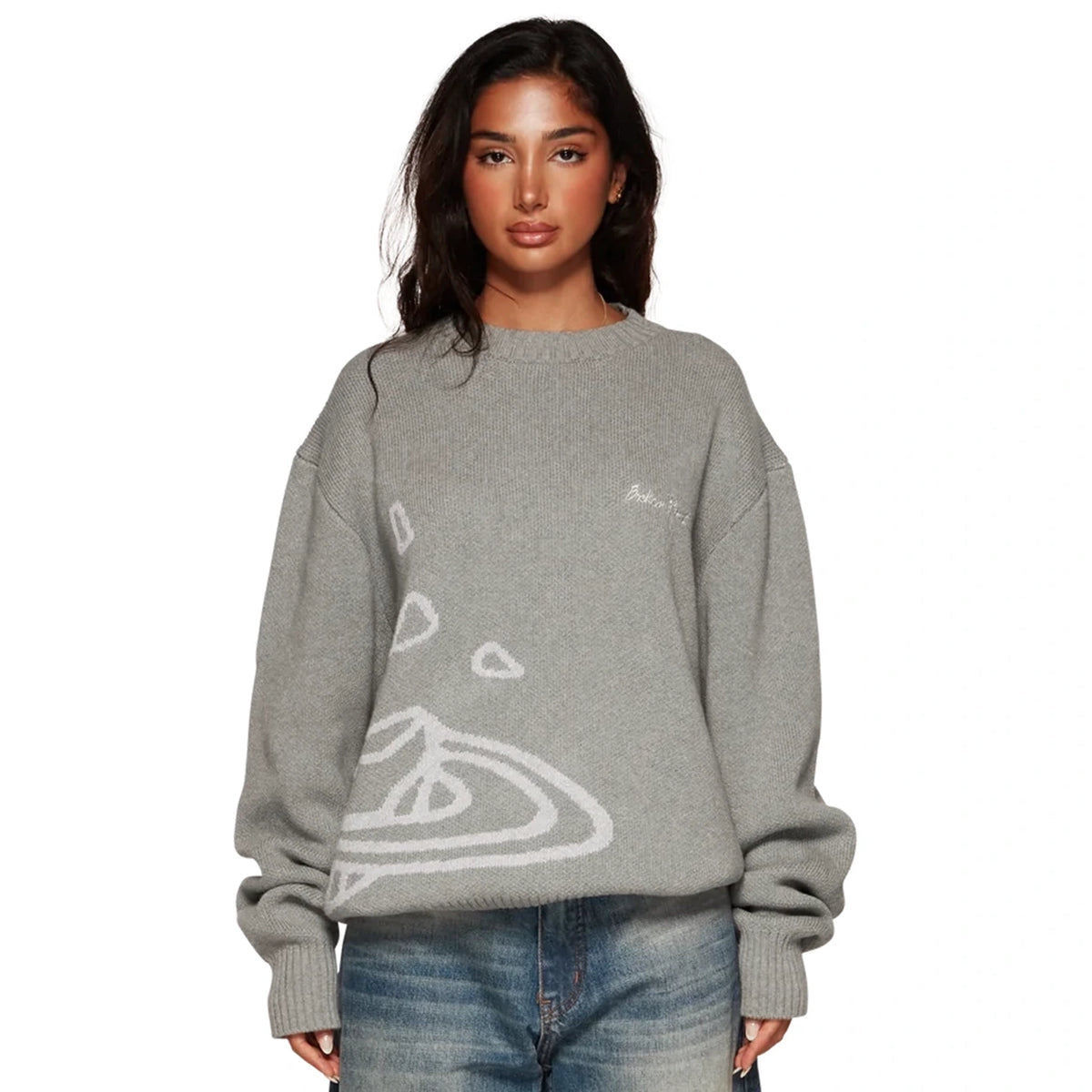 Broken Planet Knit Sweater - Heather Grey
