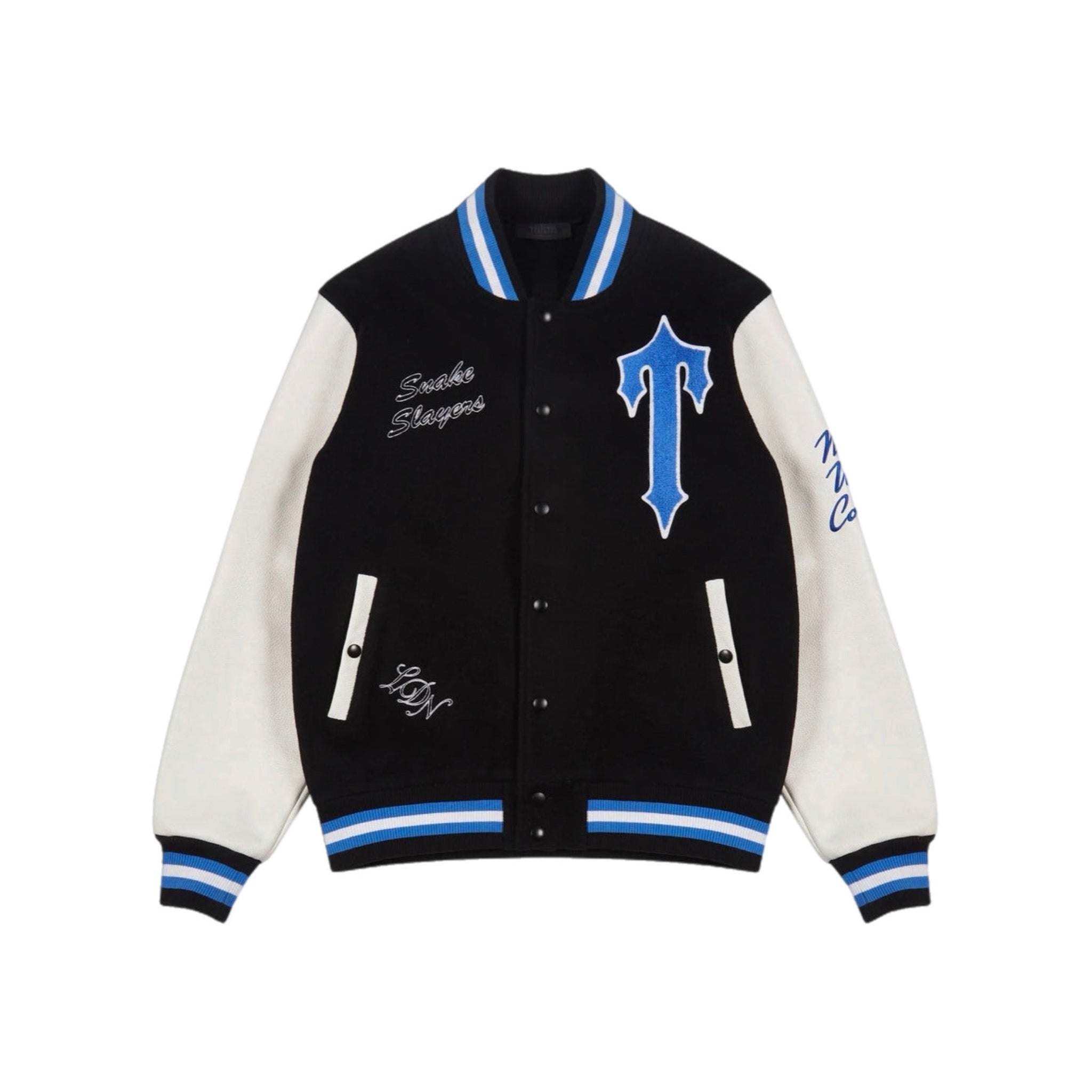 Trapstar Snake Slayers Varsity Jacket - Black/White/Blue