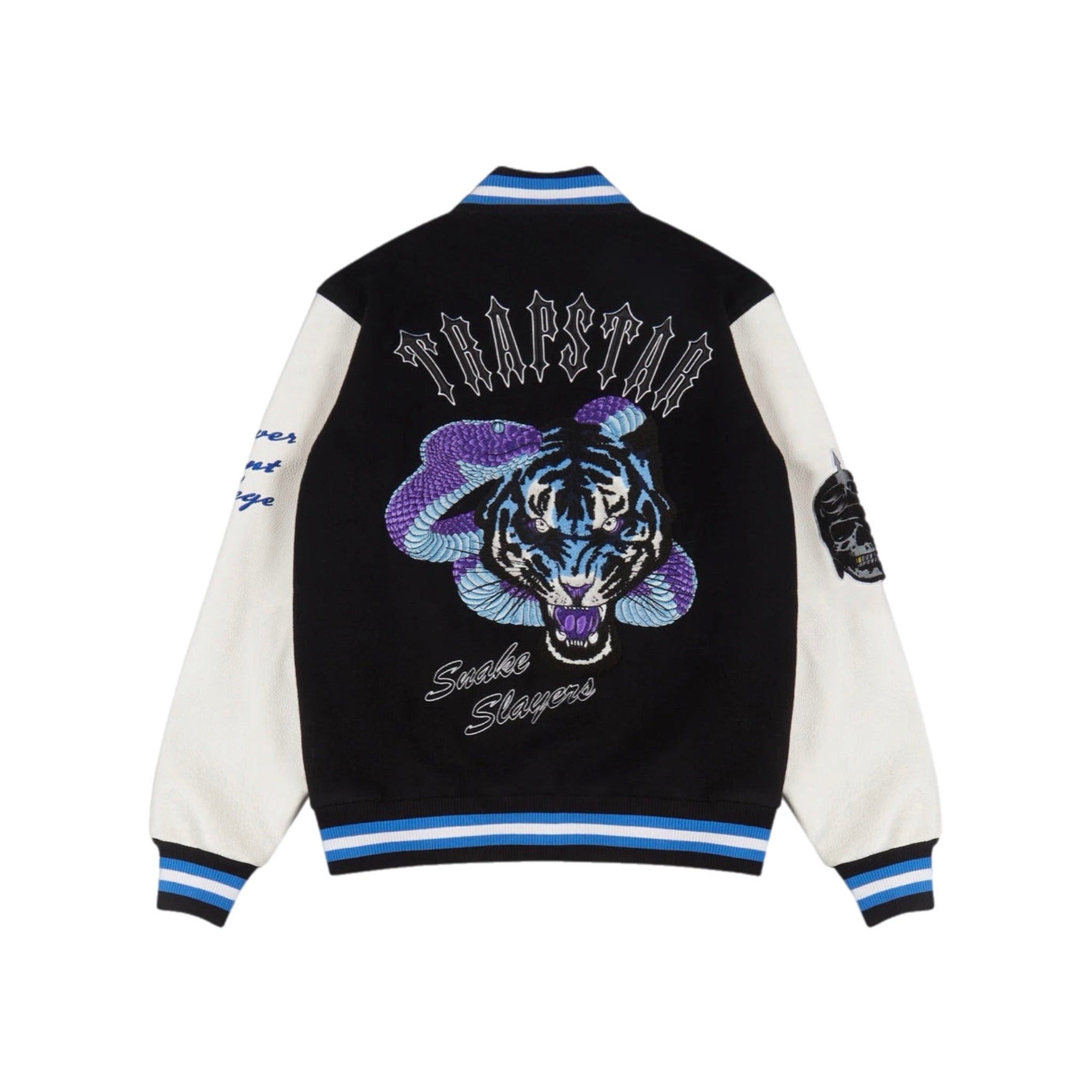 Trapstar Snake Slayers Varsity Jacket - Black/White/Blue