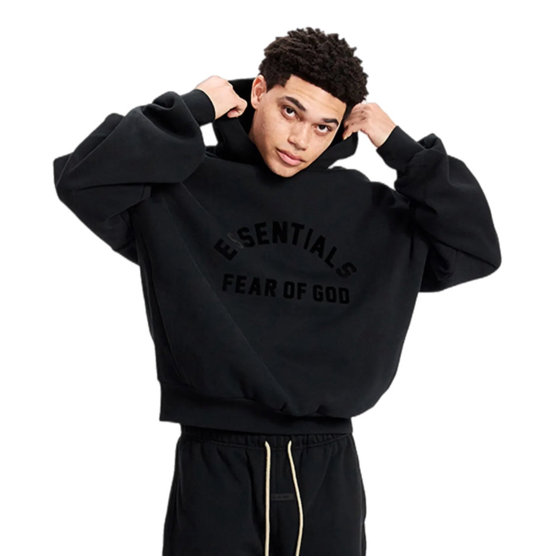 Fear Of God Essentials Arch Logo Hoodie - Jet Black