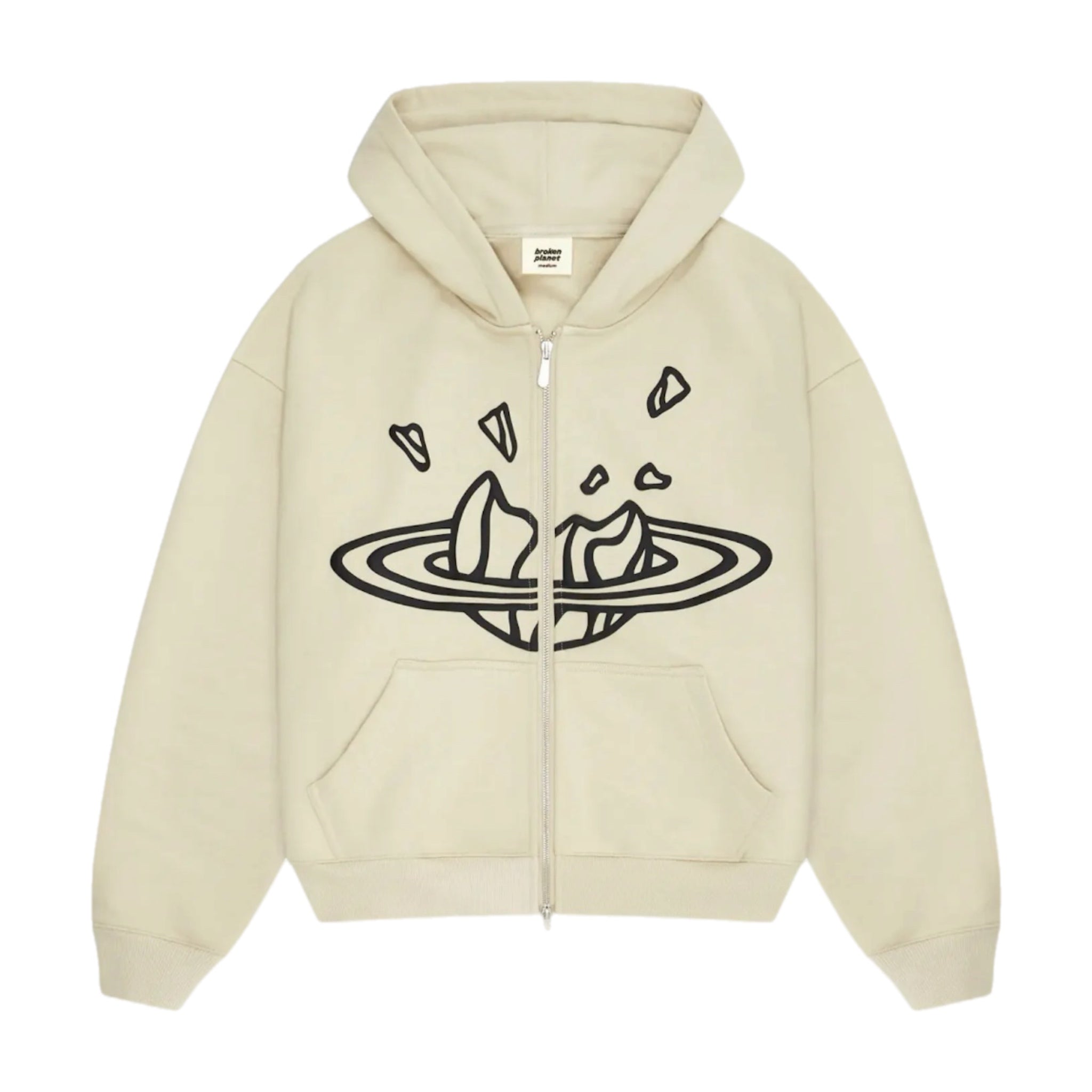 Broken Planet Zip-Up Hoodie - Bone White