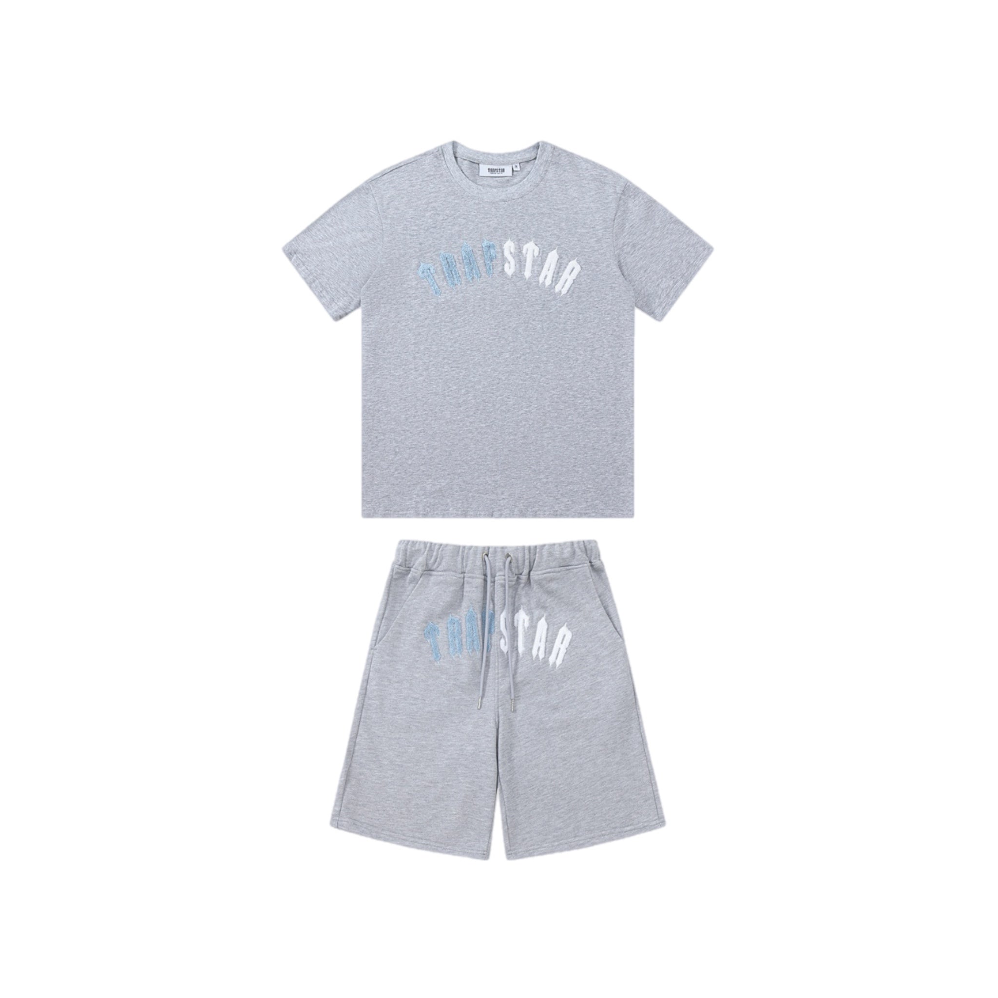 Trapstar Chenille Arch Short Set - Grey/Sky Blue