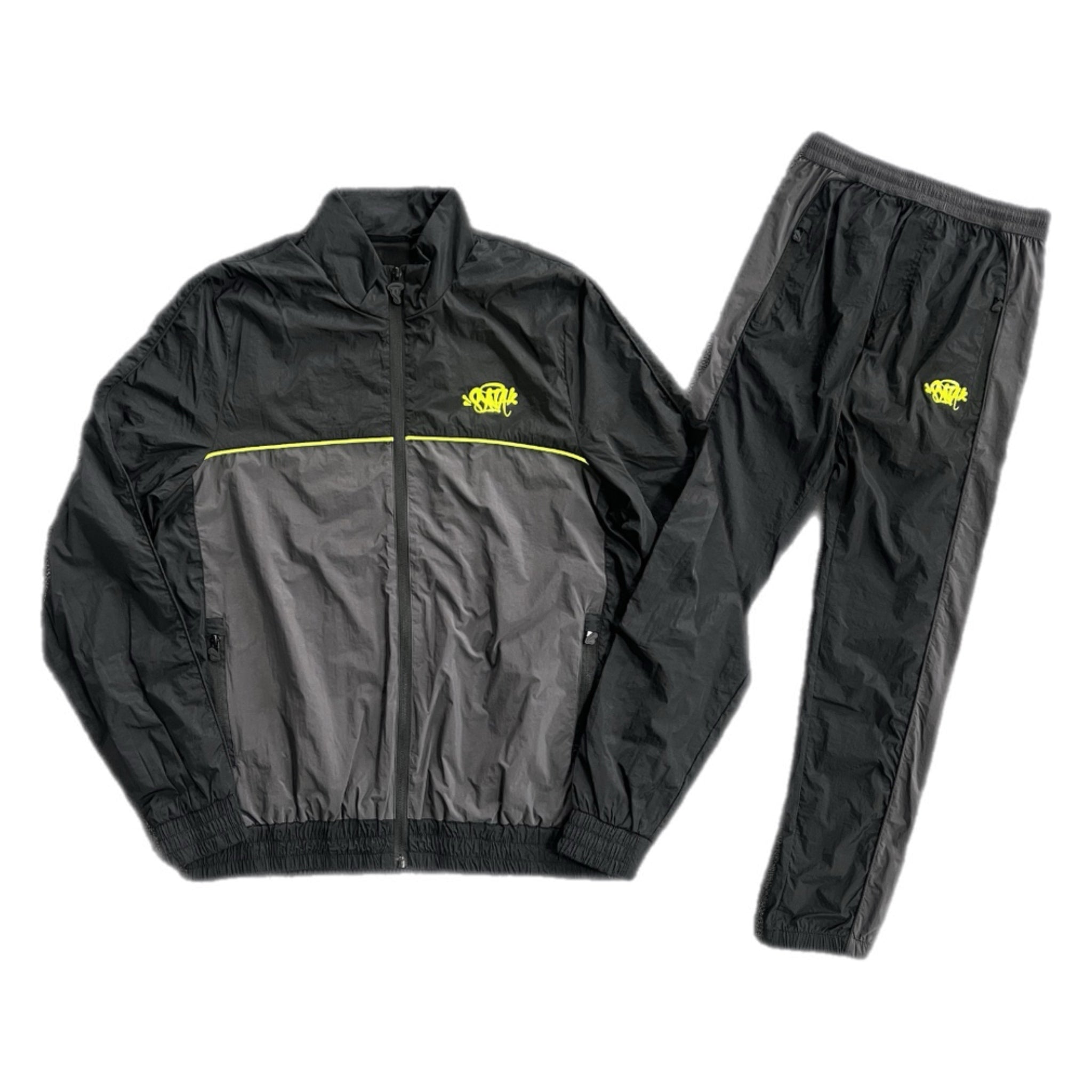 Syna Logo Shell Tracksuit - Black/Grey/Neon