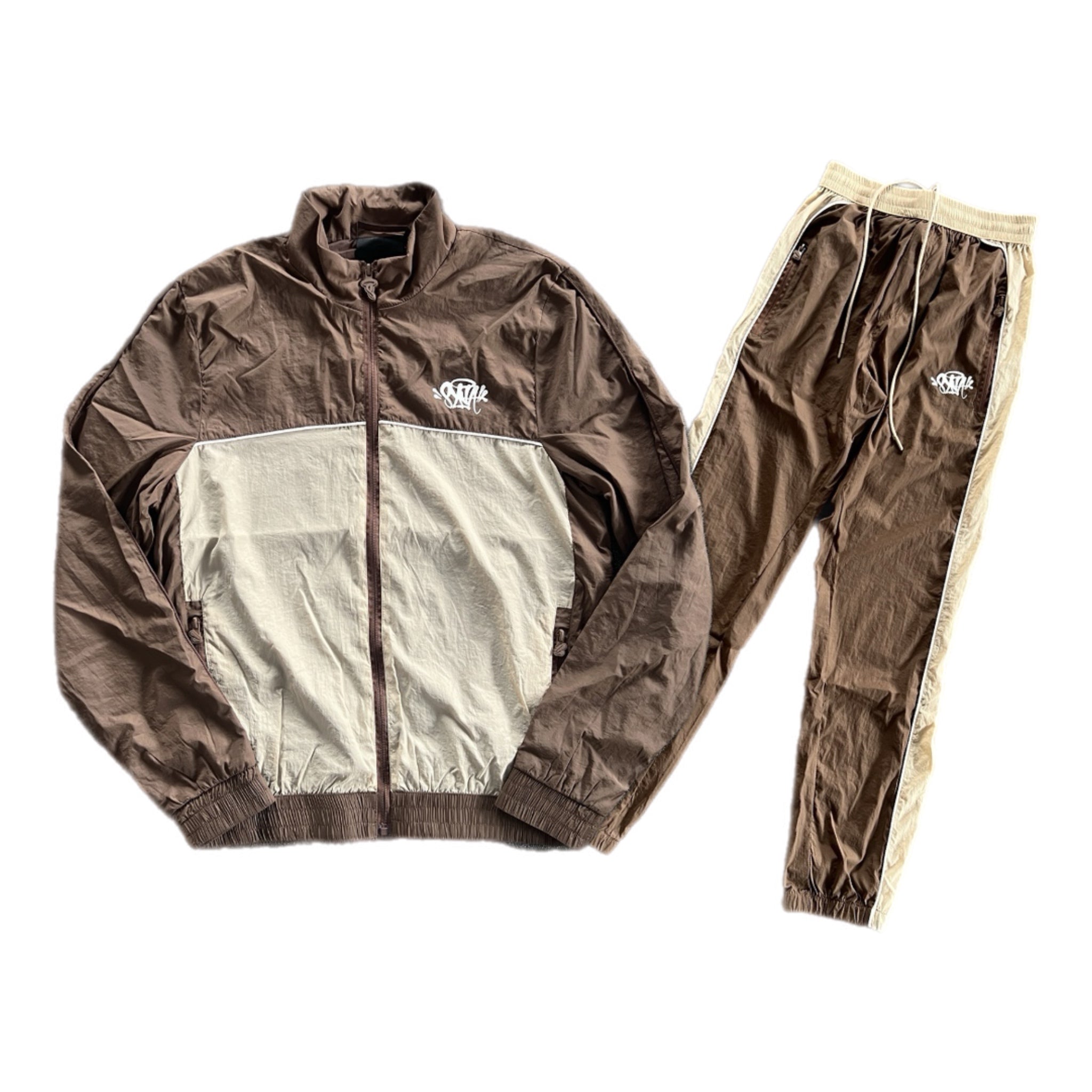 Syna Logo Shell Tracksuit - Brown/Beige