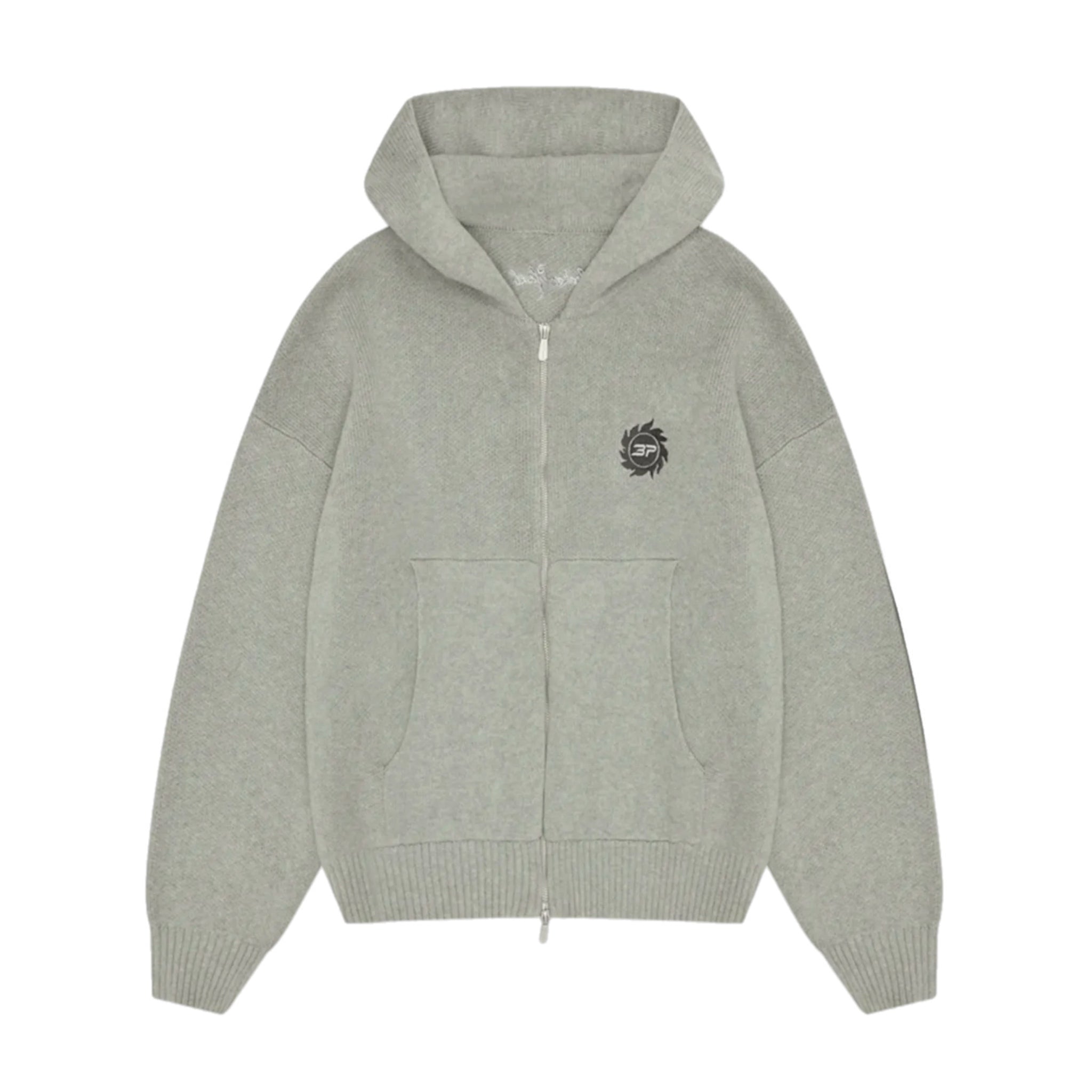 Broken Planet Sun Logo Knit Zip-Up Hoodie - Heather Grey