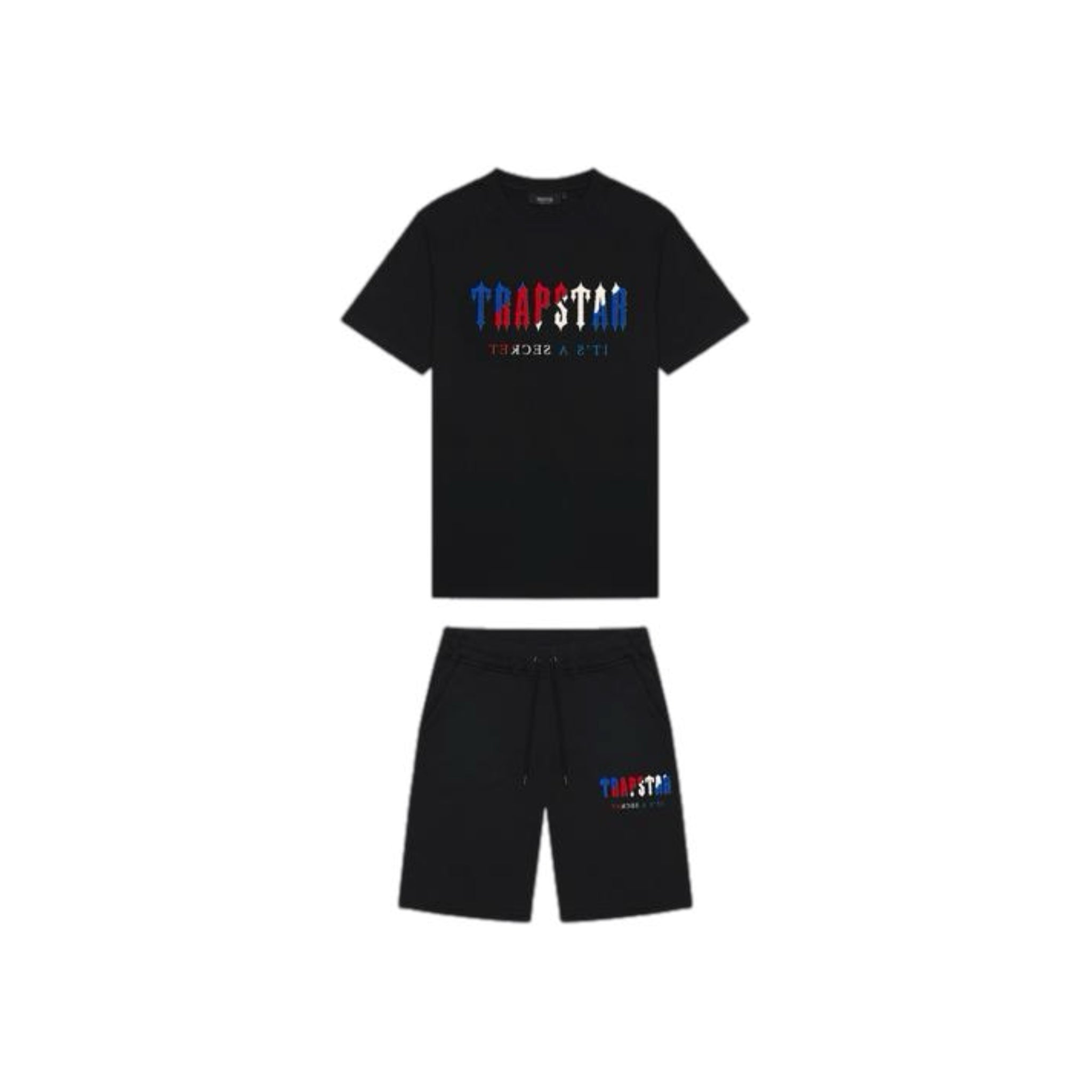 Trapstar Chenille Decoaded Short Set - Black/White/Red/Blue