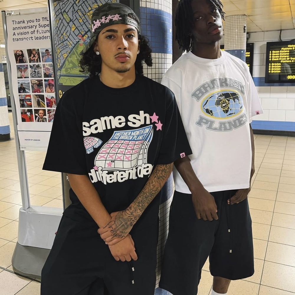 Broken Planet Grid T-shirt - Snow White