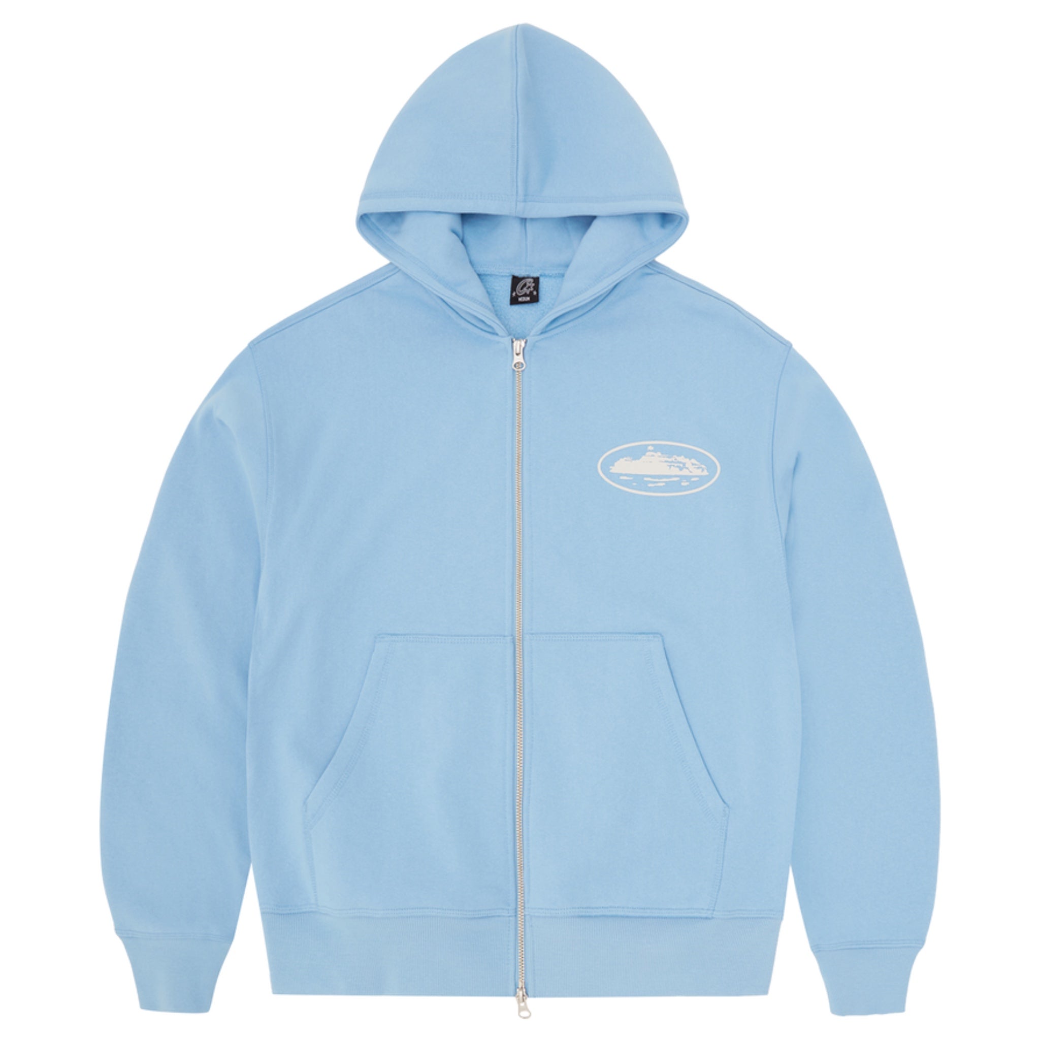 Cortiez Island Puff Print Zip Up Hoodie - Baby Blue