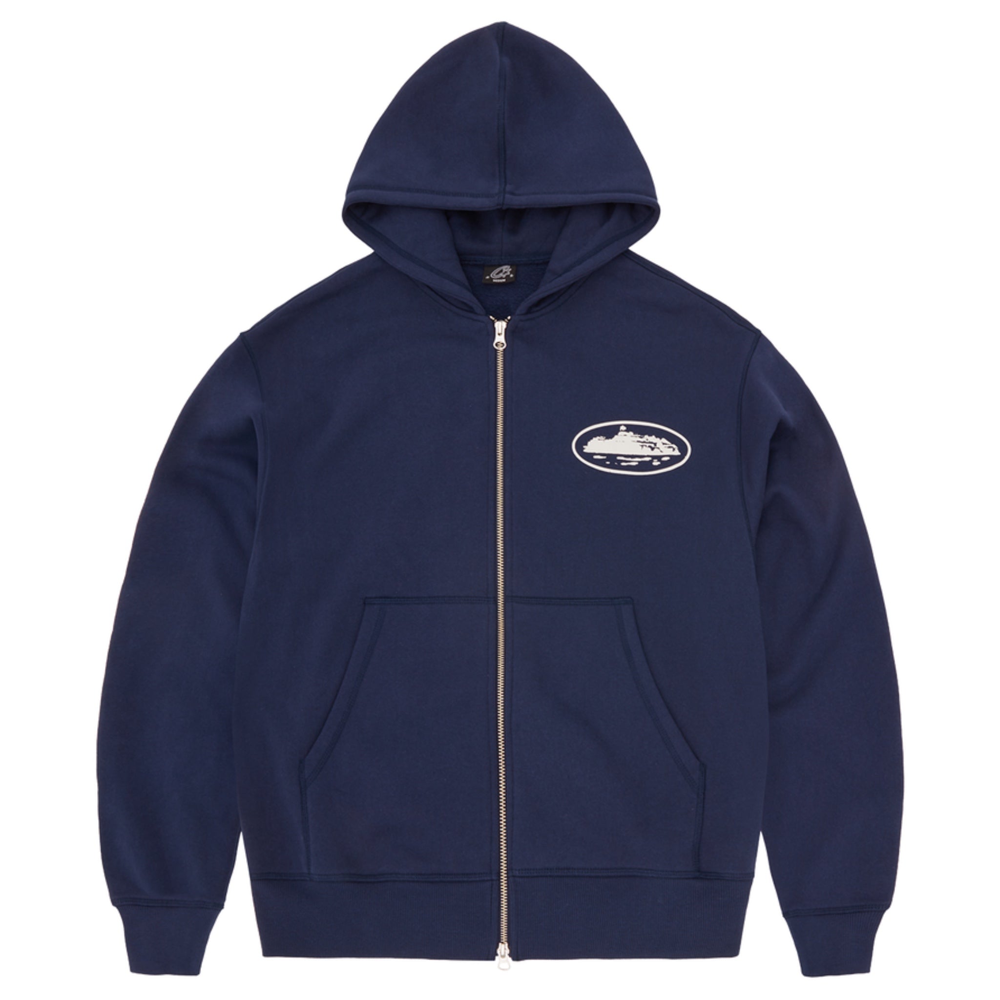 Cortiez Island Puff Print Zip Up Hoodie - Navy