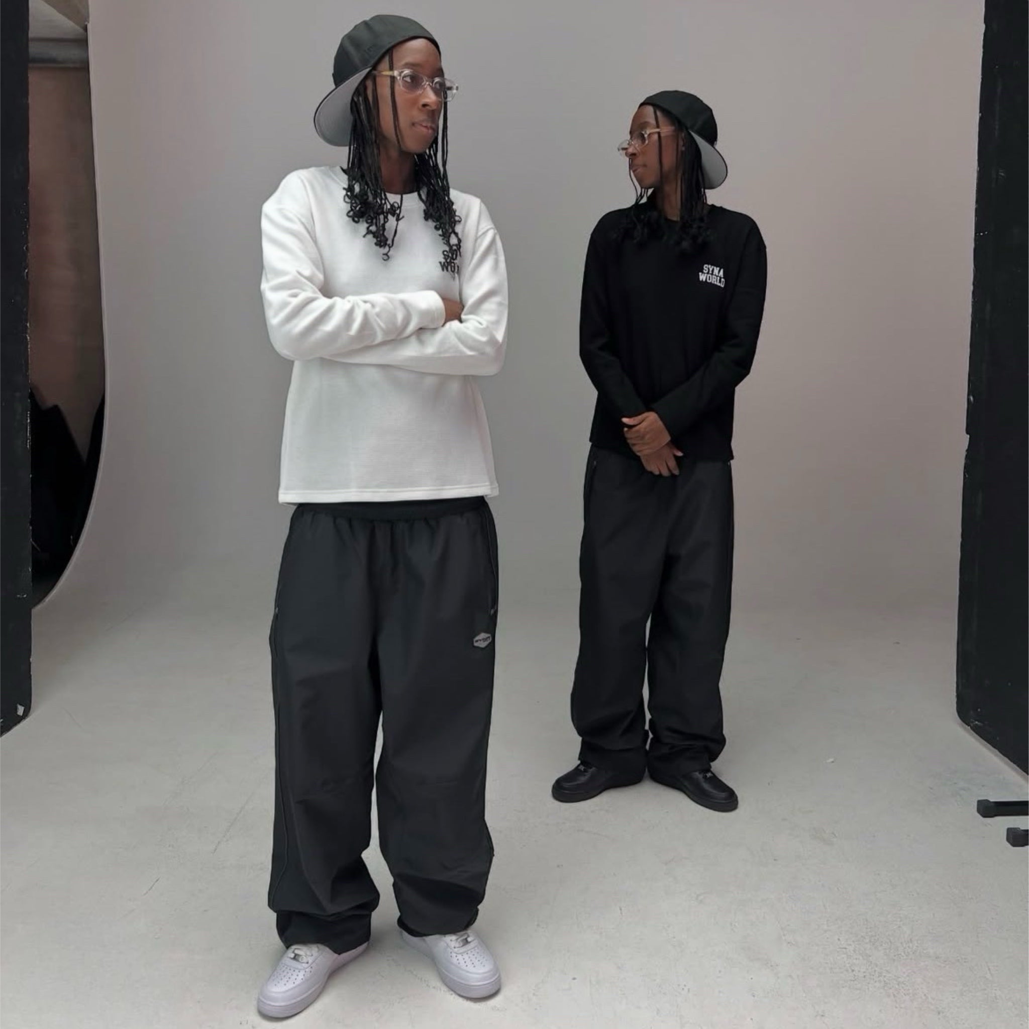 Syna World Waffle Knit Long-sleeve T-shirt - Black/White