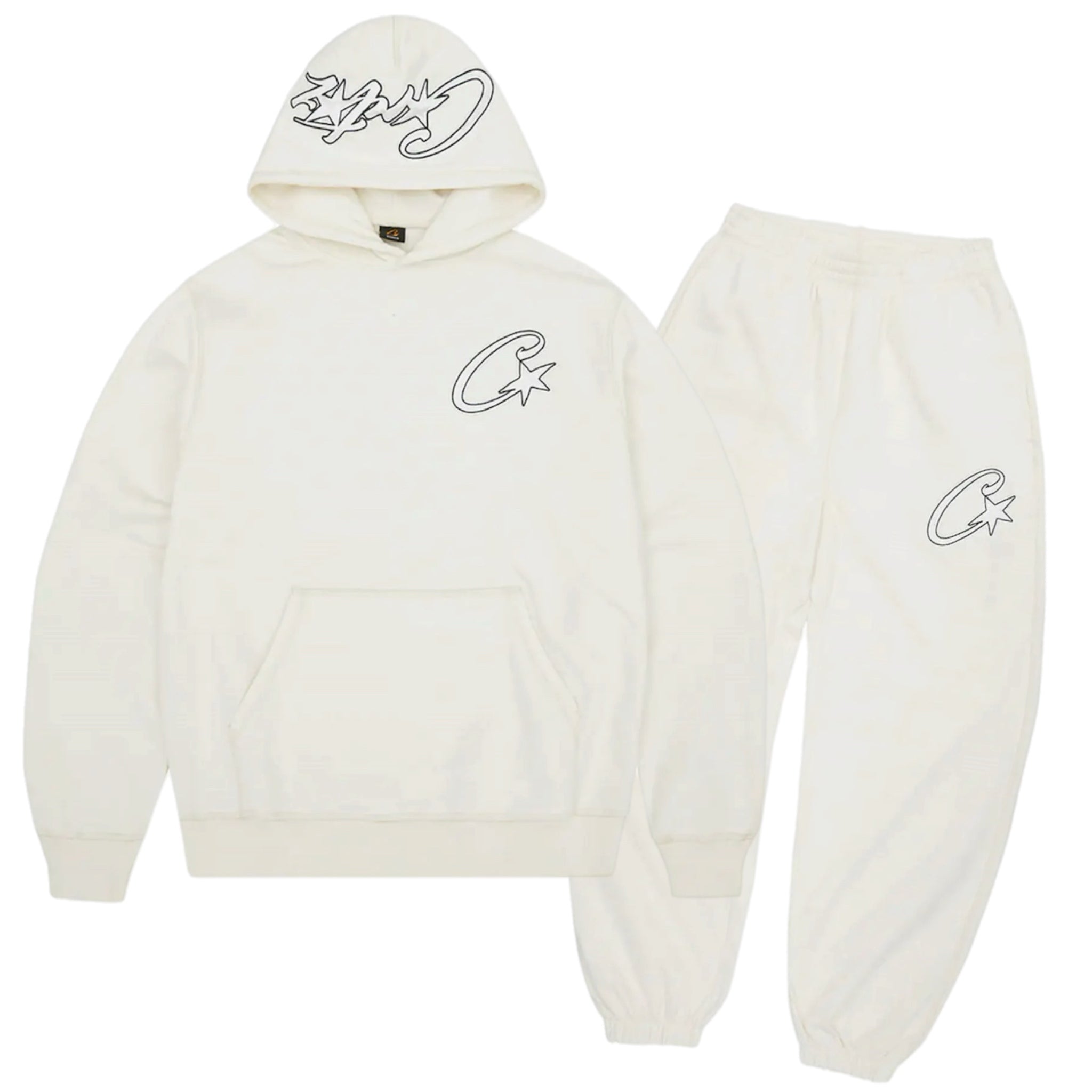 Corteiz Satin C Star Appliqué Tracksuit - Off White