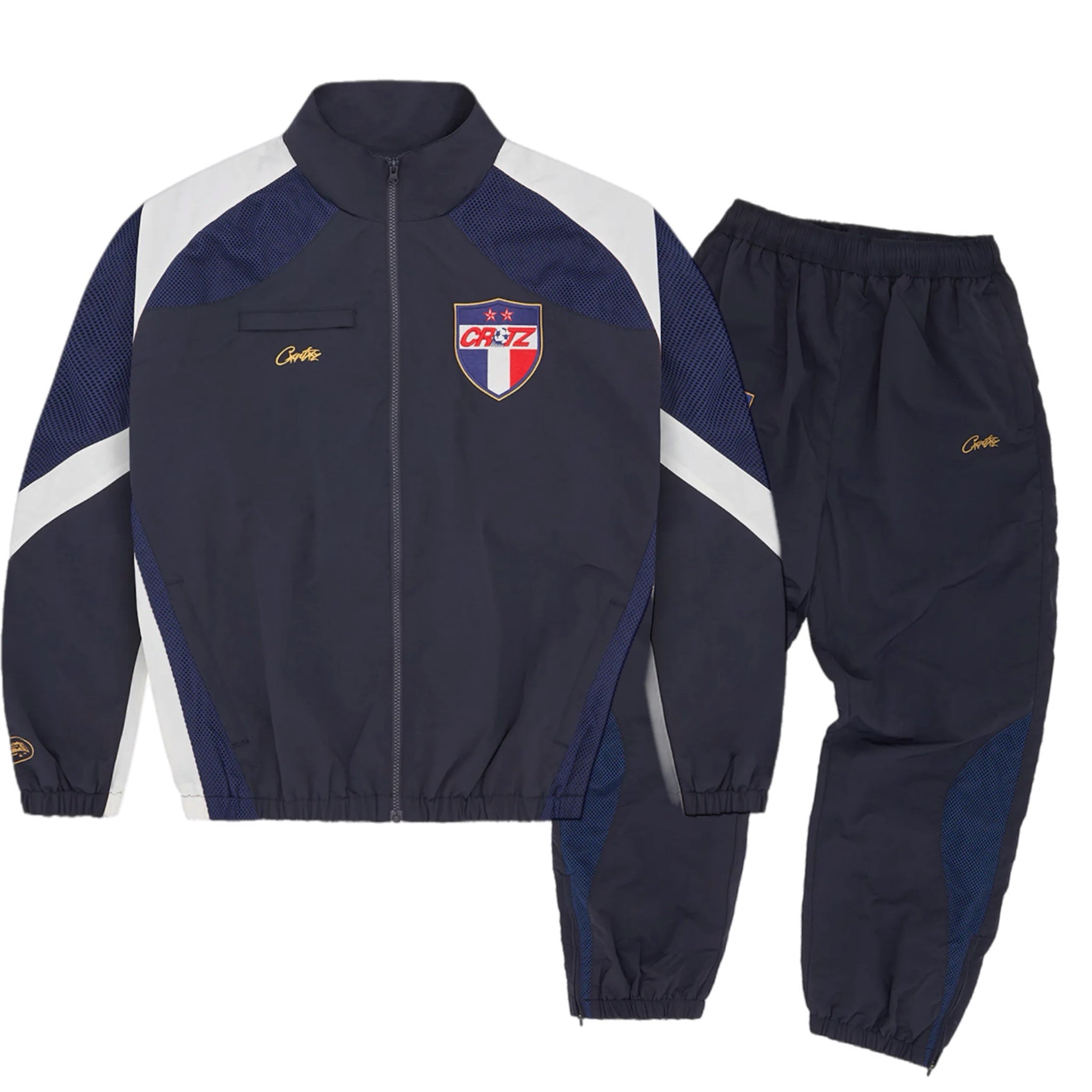 Corteiz Francais Shell Tracksuit - Navy/White