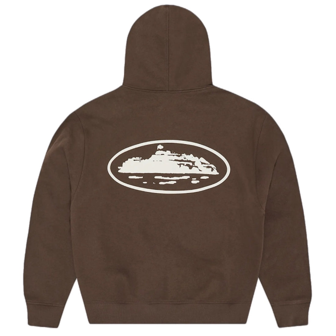 Cortiez Island Puff Print Zip Up Hoodie - Brown