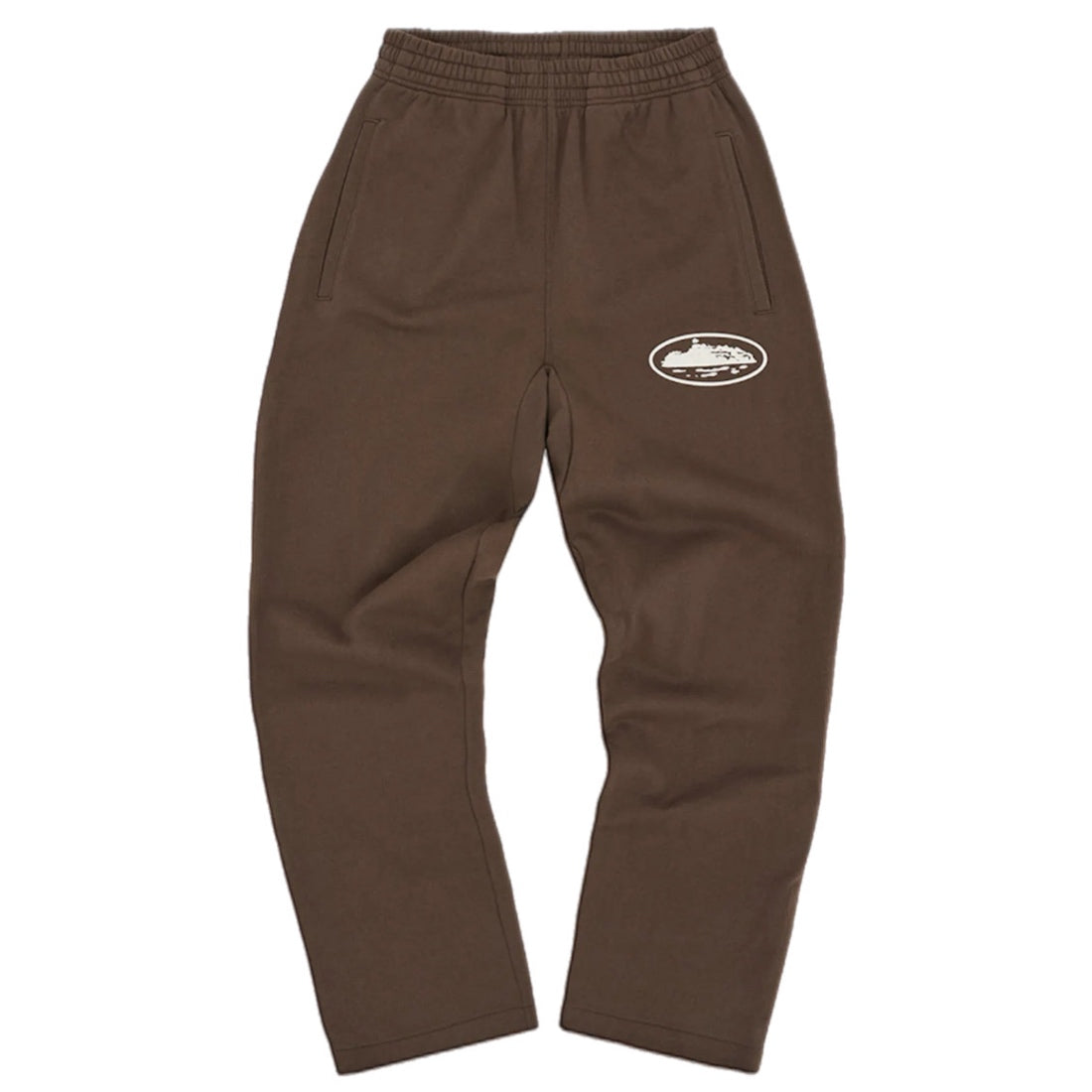 Corteiz Island Puff Print Open Hem Joggers - Brown