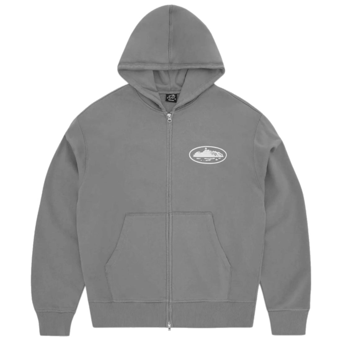 Cortiez Island Puff Print Zip Up Hoodie - Gully Grey