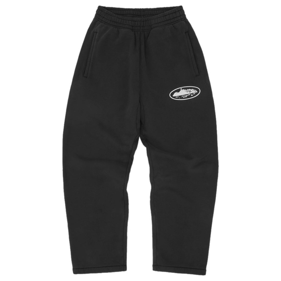Corteiz Island Puff Print Open Hem Joggers - Black