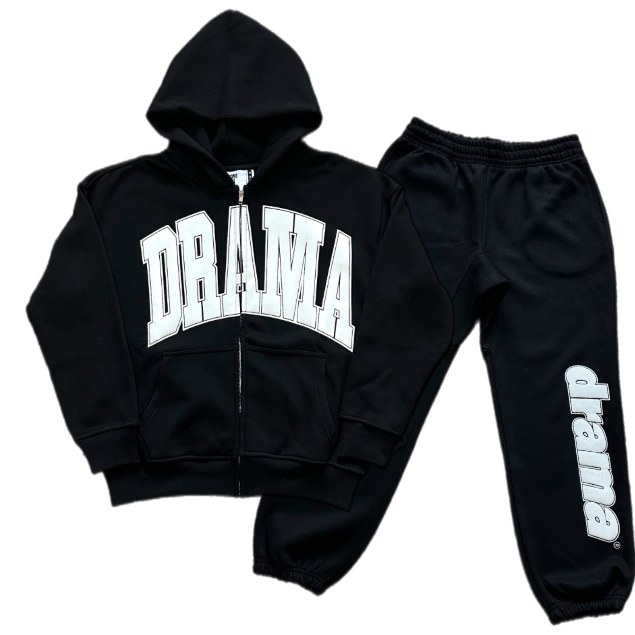 Drama Call Zip-Up Tracksuit - Black