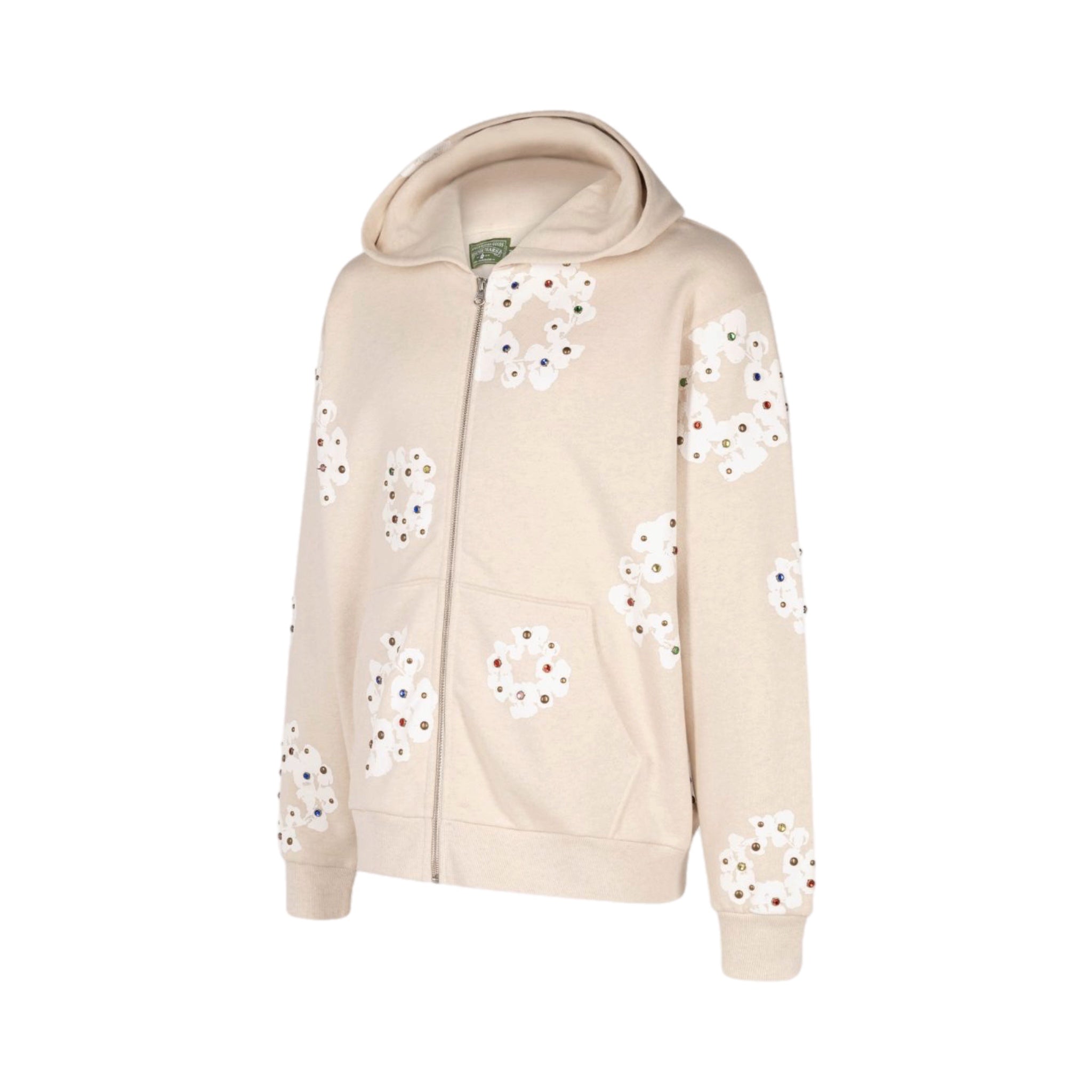 Denim Tears Rhinestone Cotton Wreath Zip Hoodie - Cream