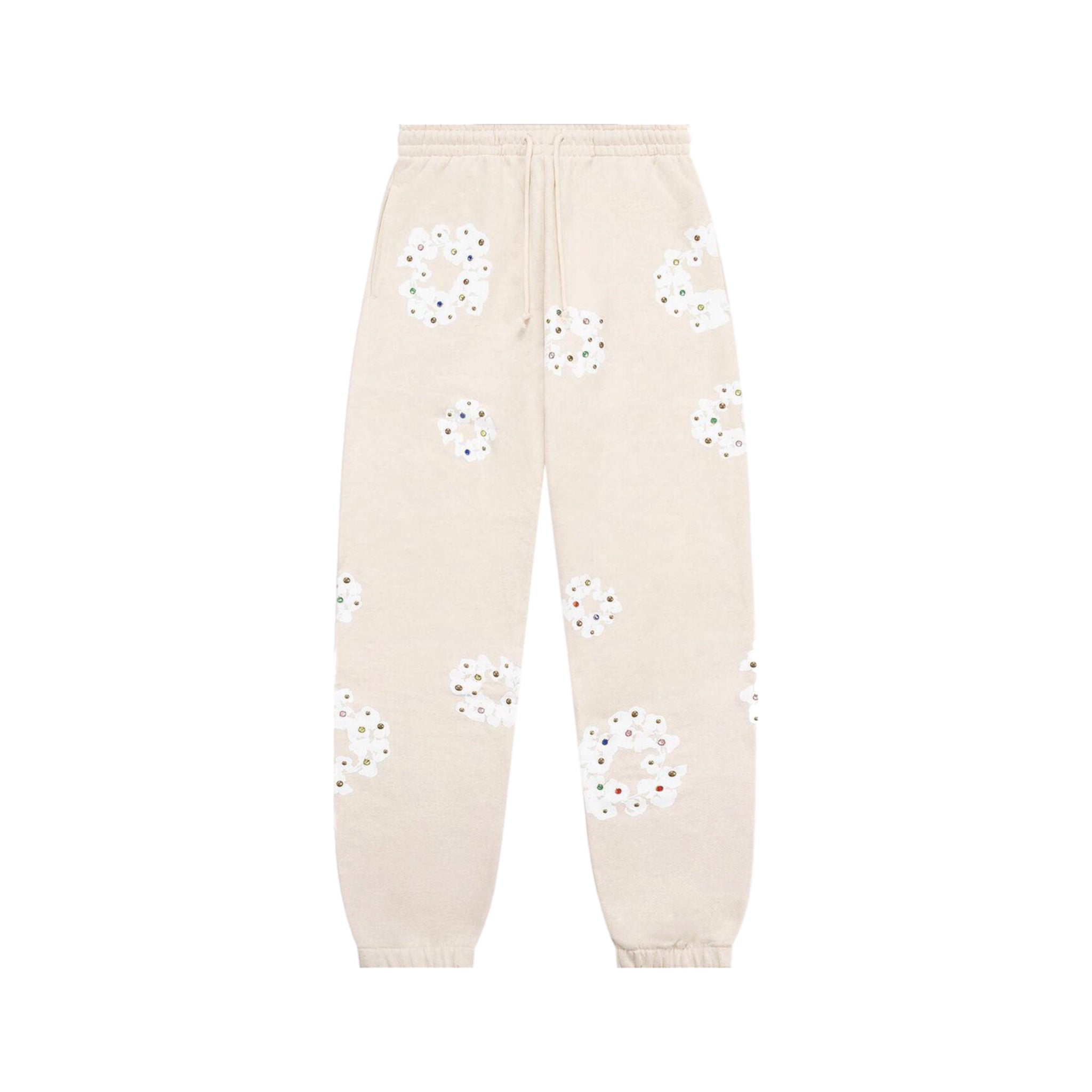 Denim Tears Rhinestone Cotton Wreath Sweatpants - Cream