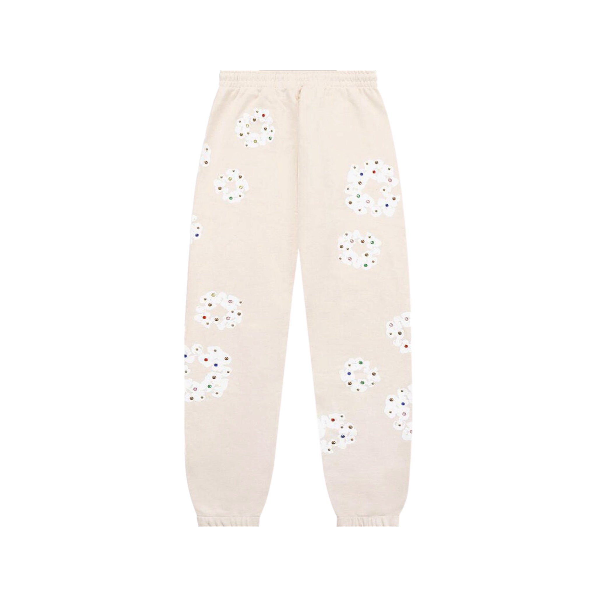 Denim Tears Rhinestone Cotton Wreath Sweatpants - Cream